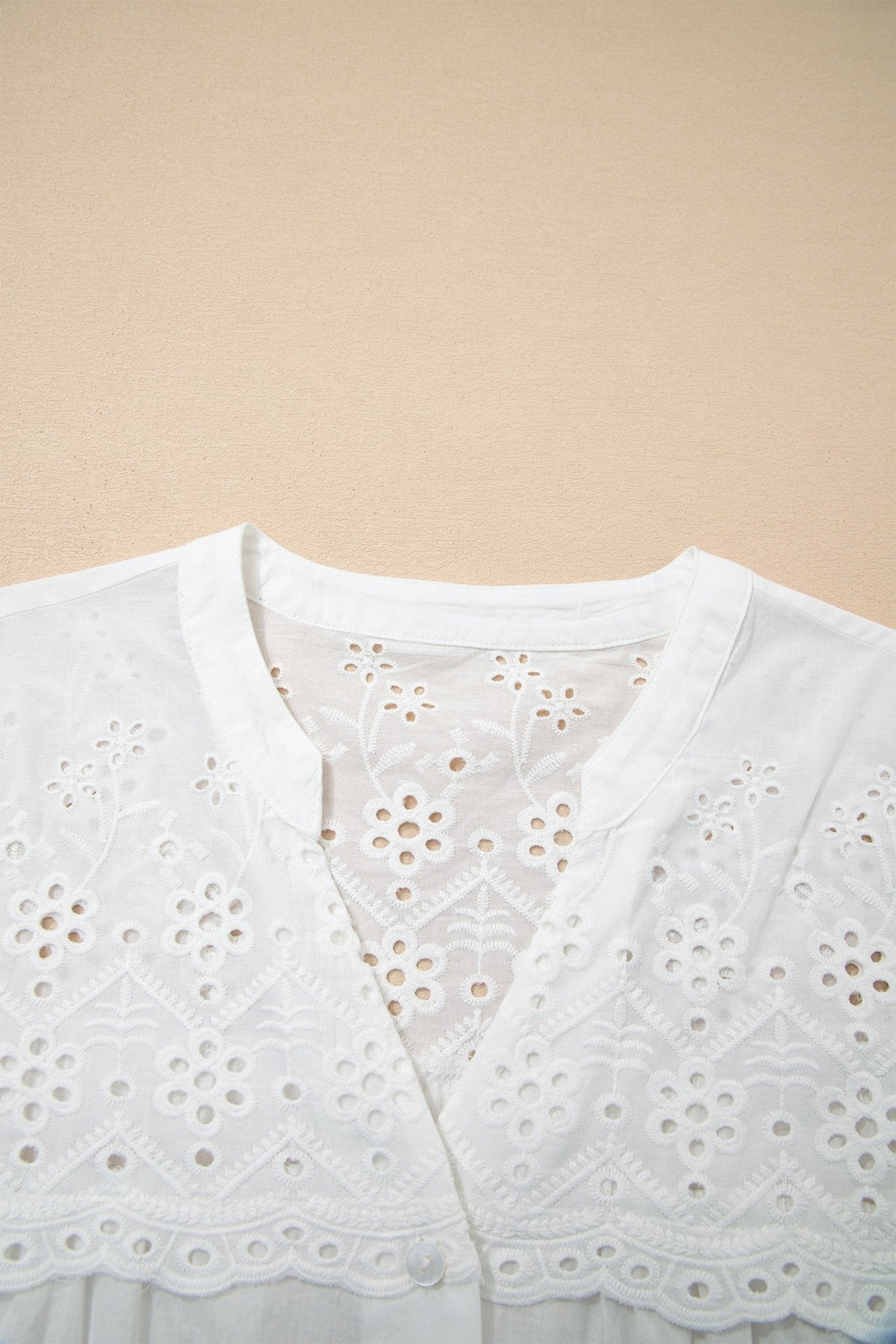 Flower Eyelet Embroidered Patchwork Sheer Shirt - Rooted & Reckless Co.