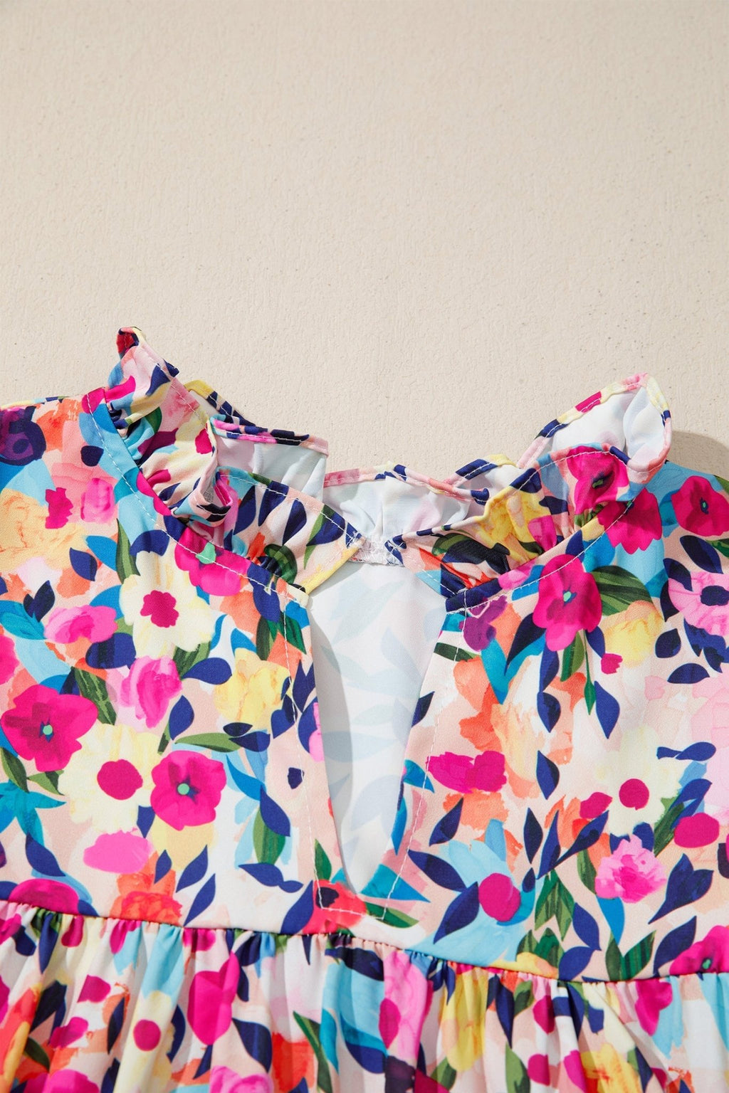 Flower Frilled Collar Puff Sleeve Blouse - Rooted & Reckless Co.