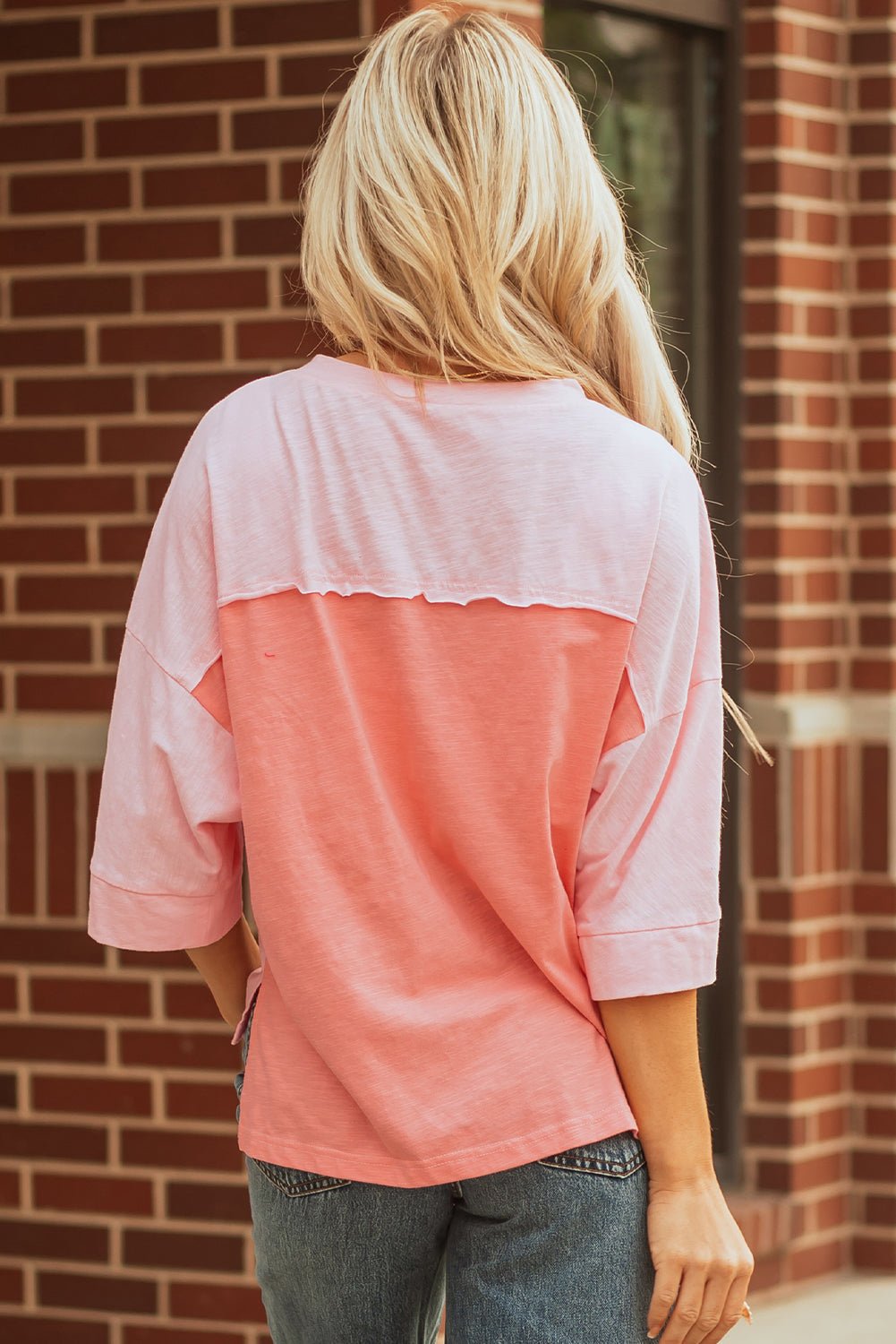 Flower Patch Exposed Seam 3/4 Sleeve T-Shirt - Rooted & Reckless Co.