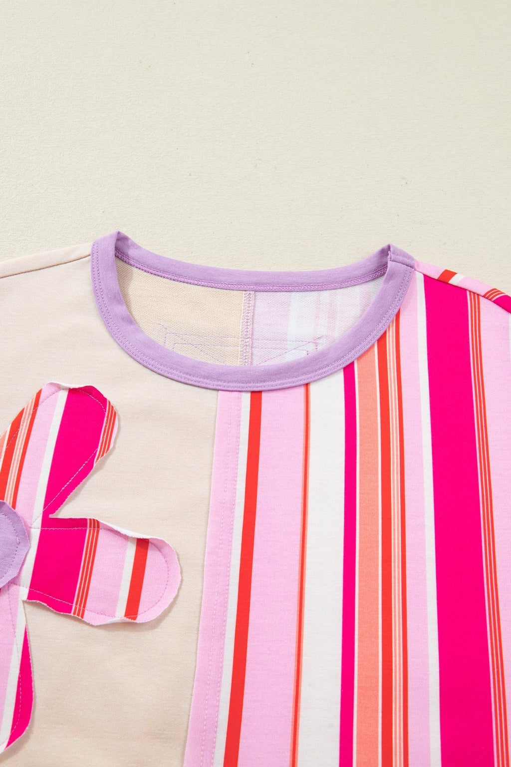 Flower Patch Stripe Colorblock Short Sleeve Top - Rooted & Reckless Co.