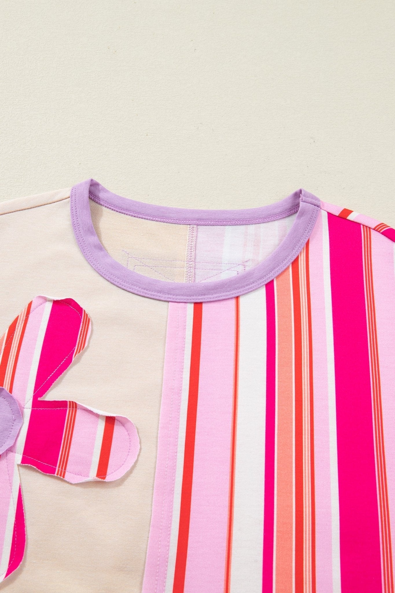 Flower Patch Stripe Colorblock Short Sleeve Top - Rooted & Reckless Co.