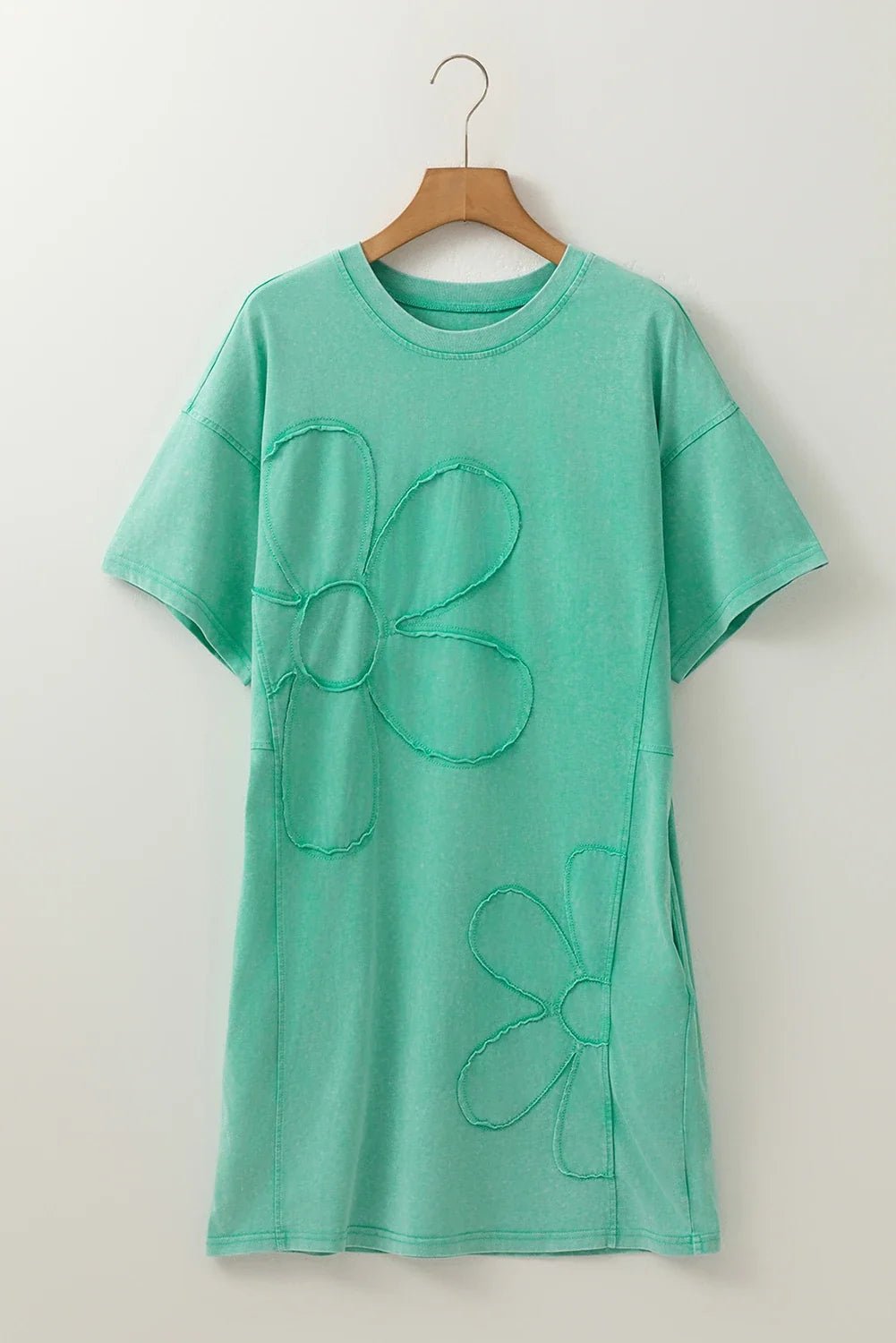 Flower Patchwork Mineral Wash Mini T-Shirt Dress - Rooted & Reckless Co.
