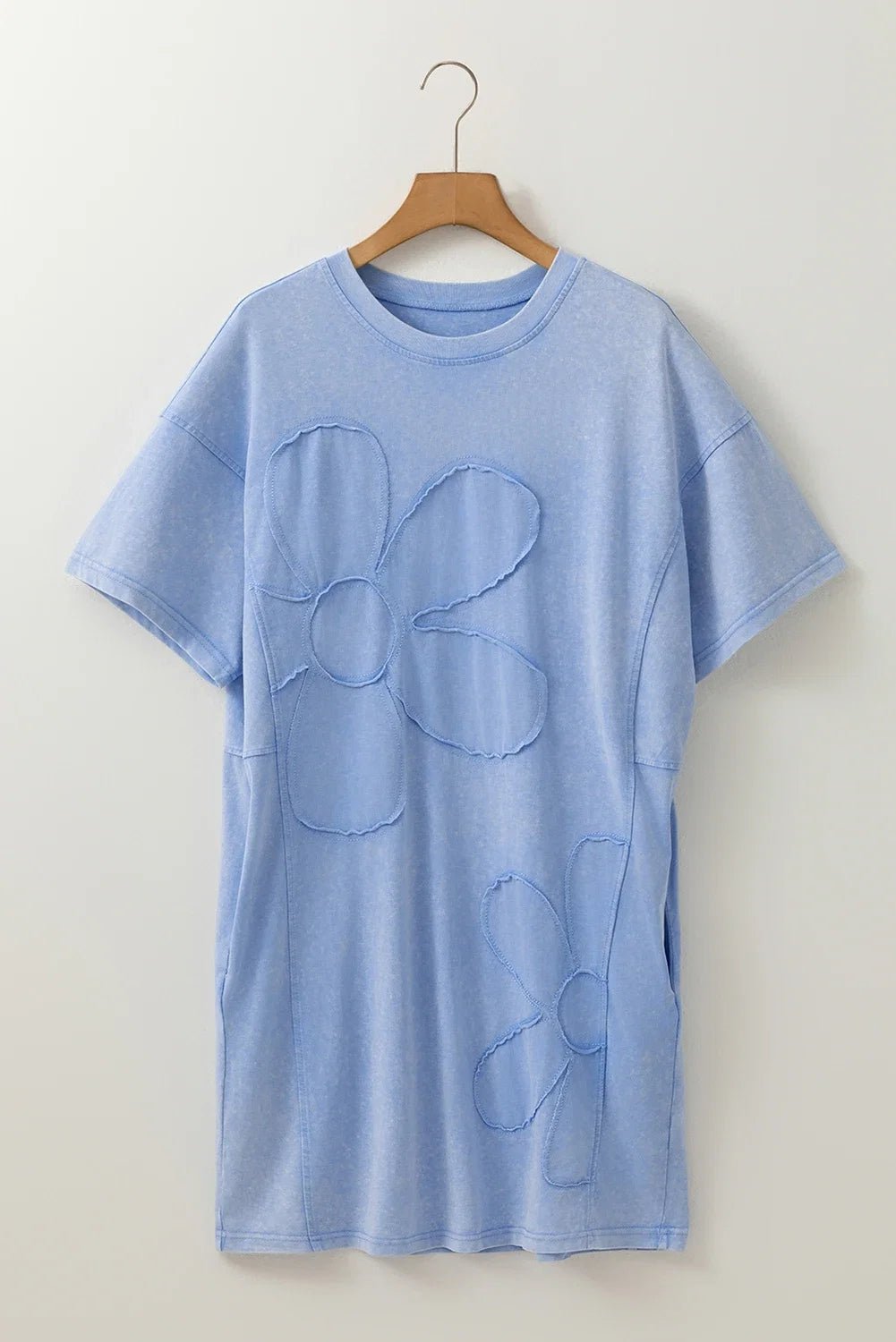 Flower Patchwork Mineral Wash Mini T-Shirt Dress - Rooted & Reckless Co.