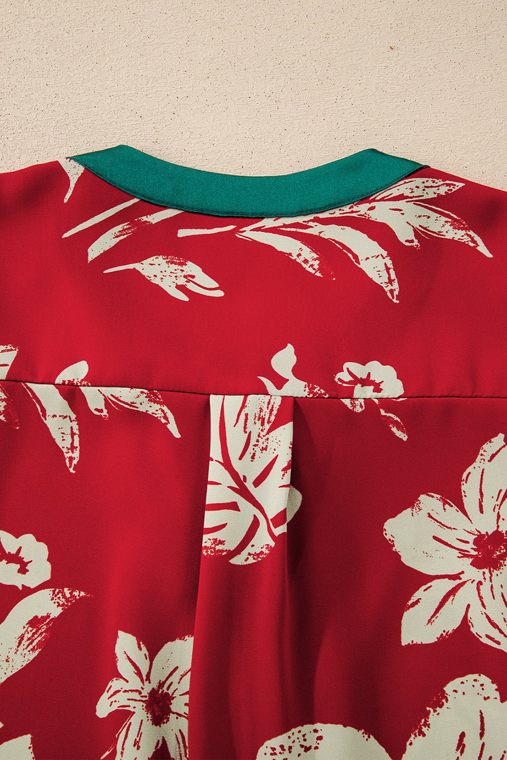 Flower Tied Neck Shirred Puff Sleeve Blouse - Rooted & Reckless Co.