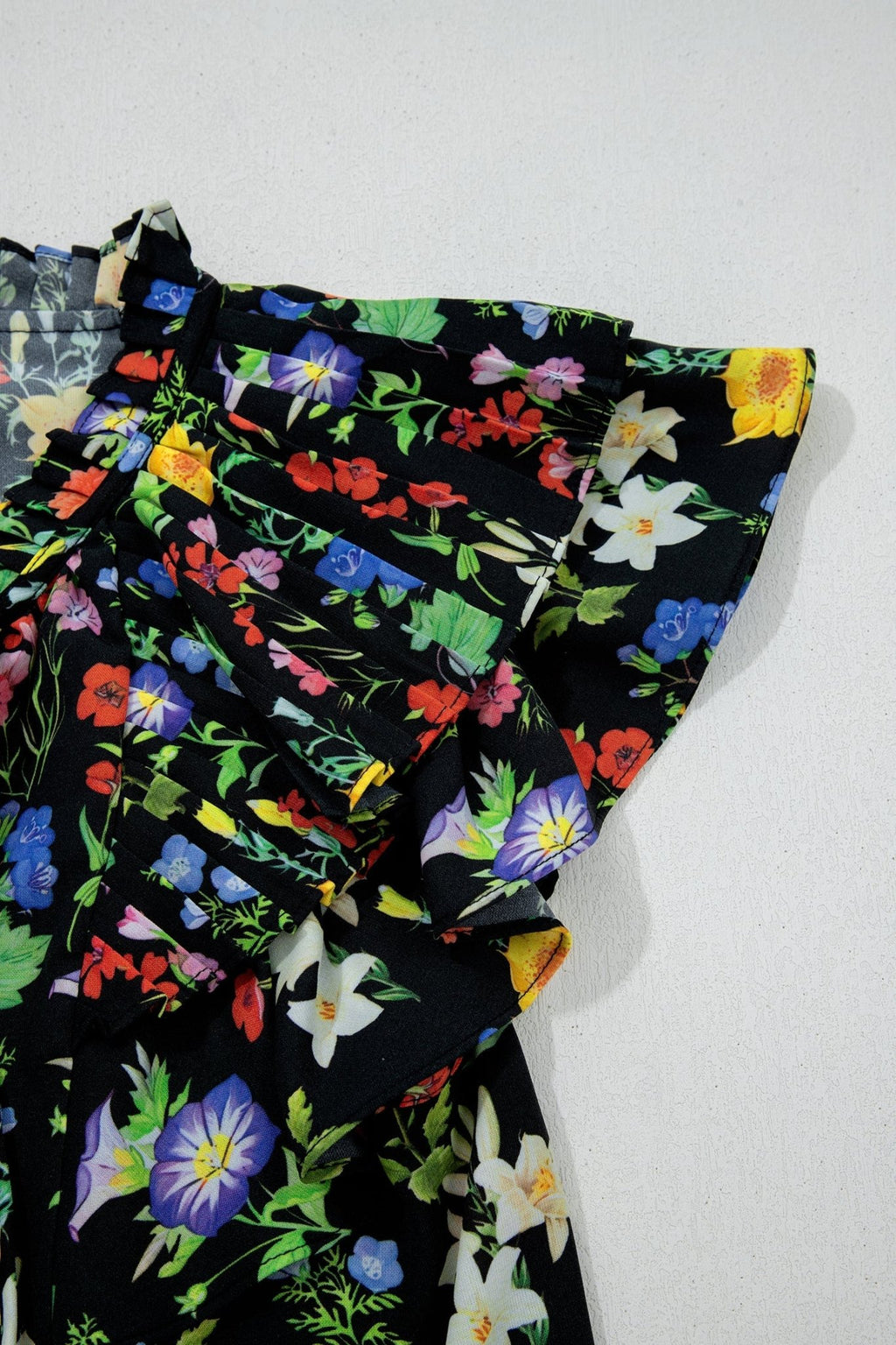 Flower Tiered Flutter Sleeve V-Neck Blouse - Rooted & Reckless Co.