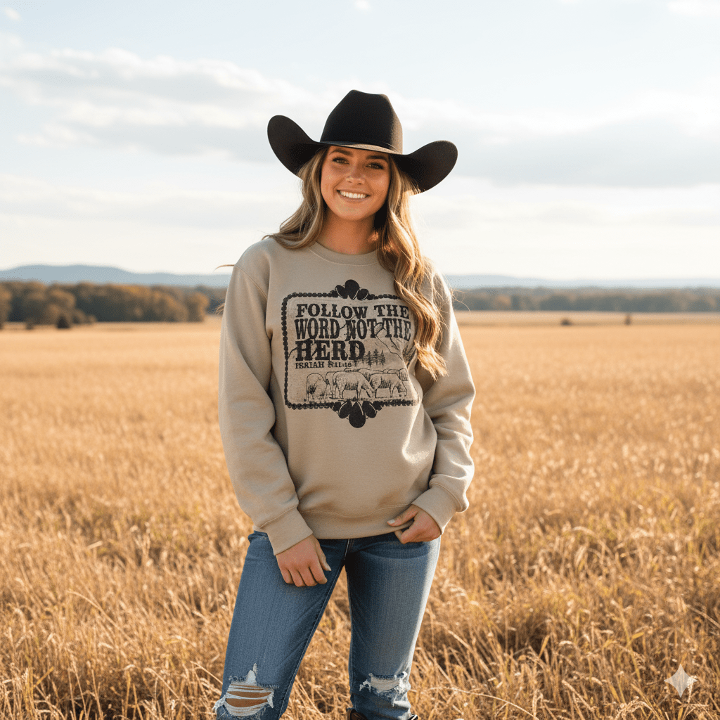 Follow The Word Not The Herd Graphic Sweatshirt - Rooted & Reckless Co.