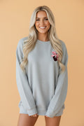 Football Bow Embroidered Patch Long Sleeve Sweatshirt - Rooted & Reckless Co.
