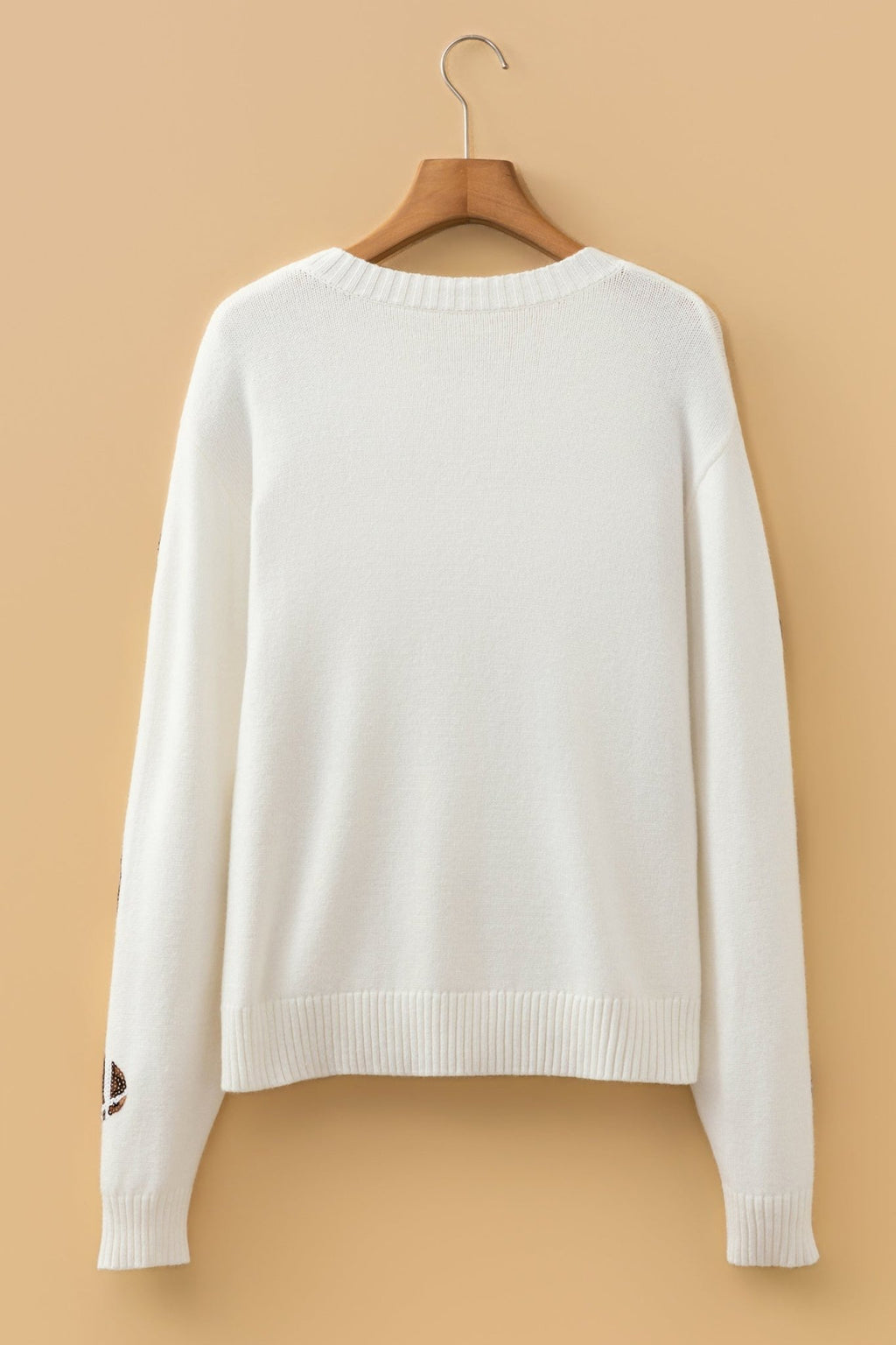 Football Sequin Round Neck Long Sleeve Sweater - Rooted & Reckless Co.