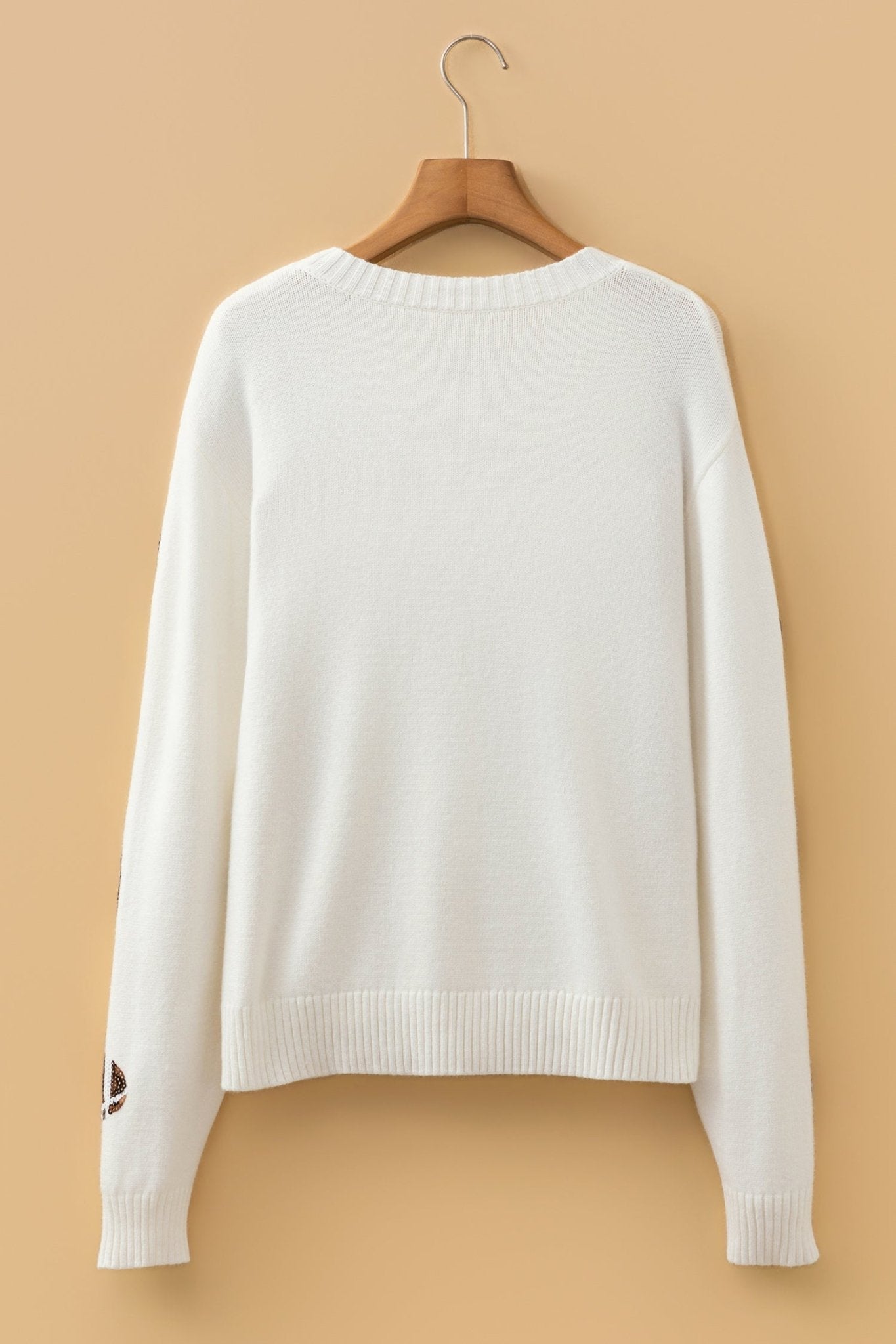 Football Sequin Round Neck Long Sleeve Sweater - Rooted & Reckless Co.
