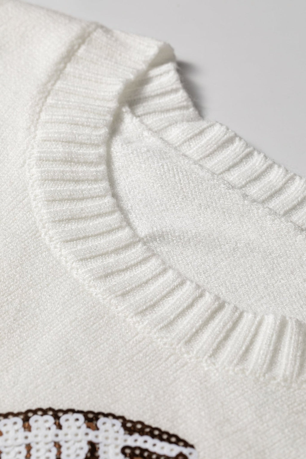 Football Sequin Round Neck Long Sleeve Sweater - Rooted & Reckless Co.