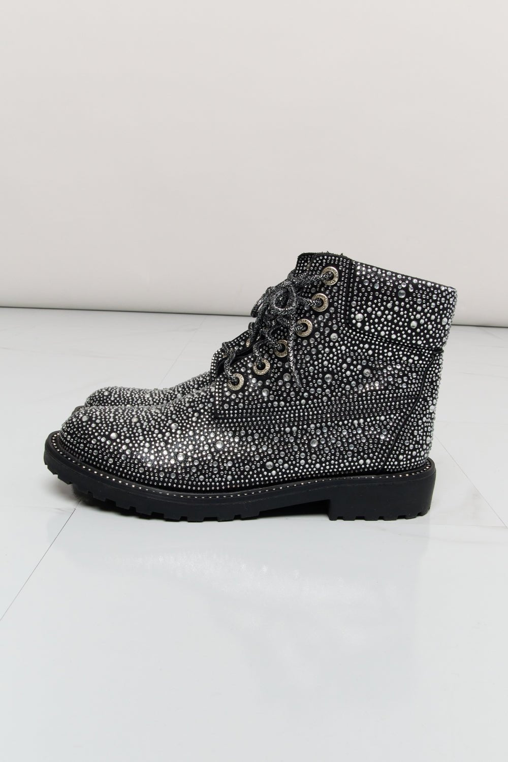 Forever Link Rhinestone Lace-Up Combat Boots - Rooted & Reckless Co.