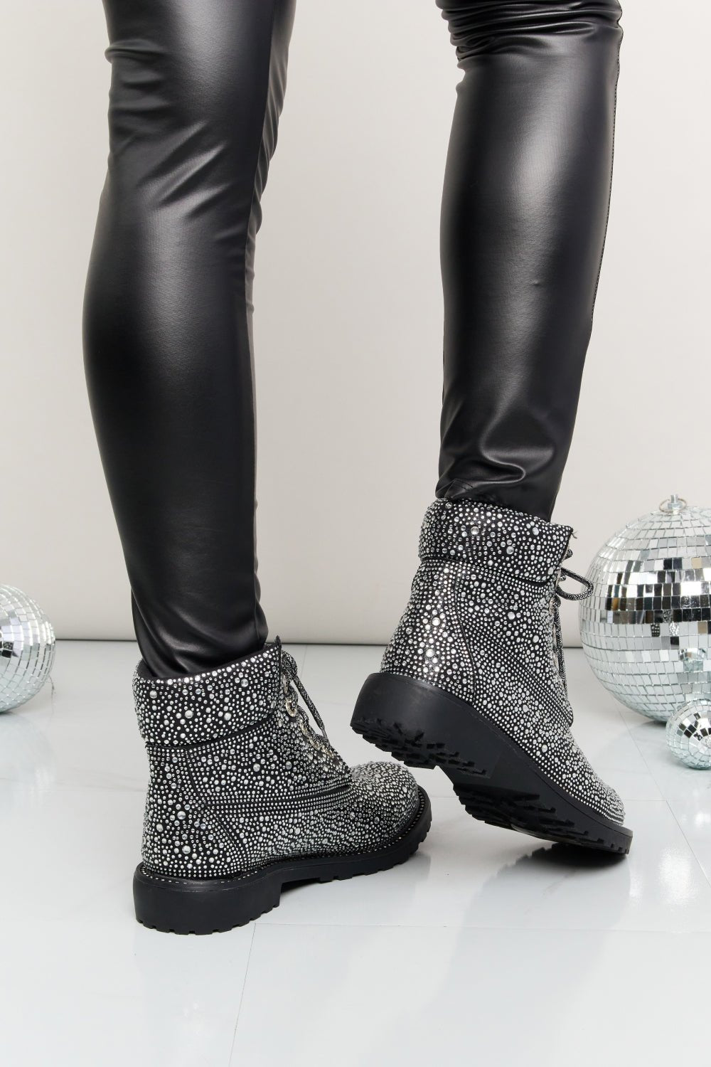 Forever Link Rhinestone Lace-Up Combat Boots - Rooted & Reckless Co.