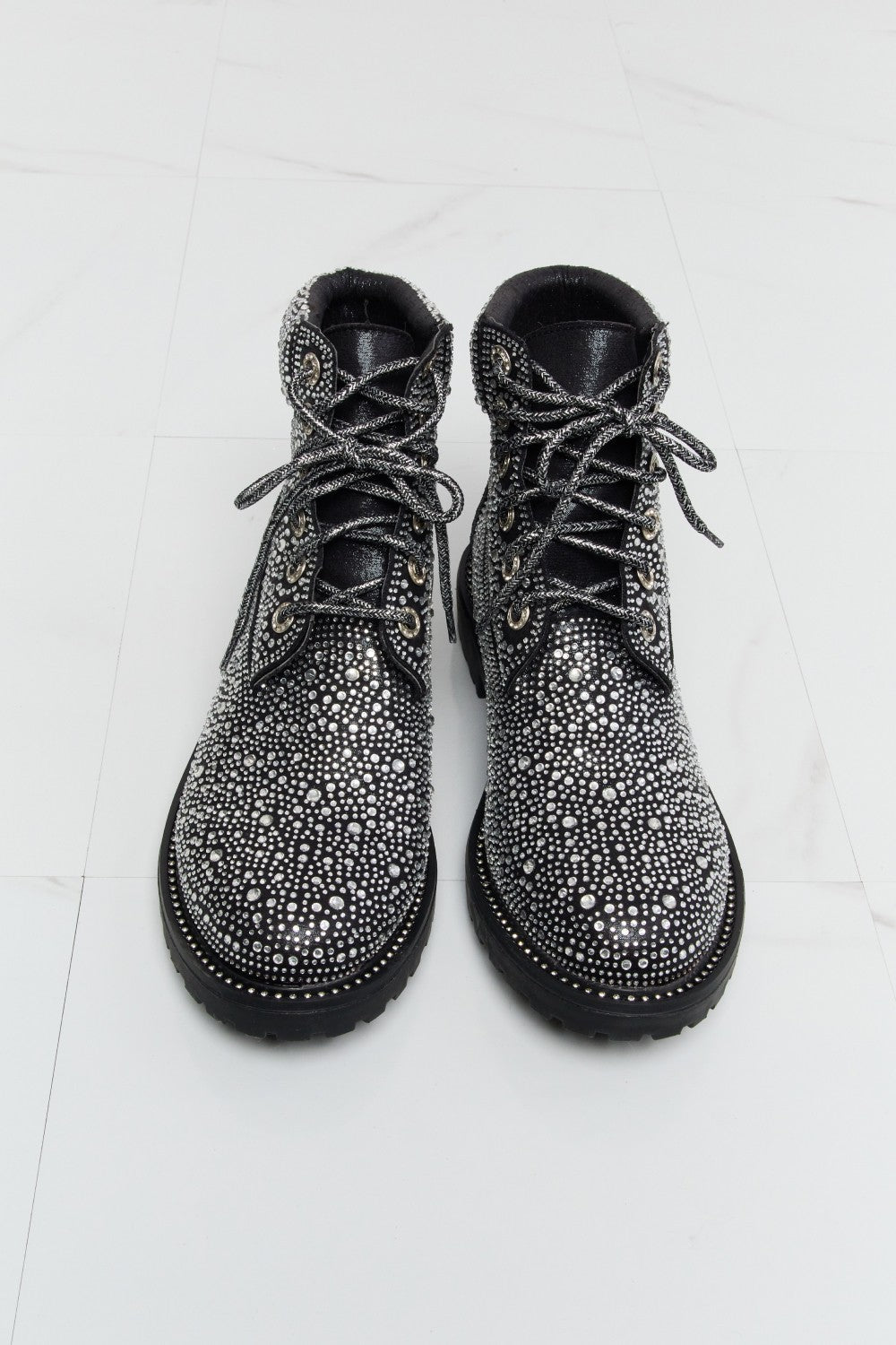 Forever Link Rhinestone Lace-Up Combat Boots - Rooted & Reckless Co.