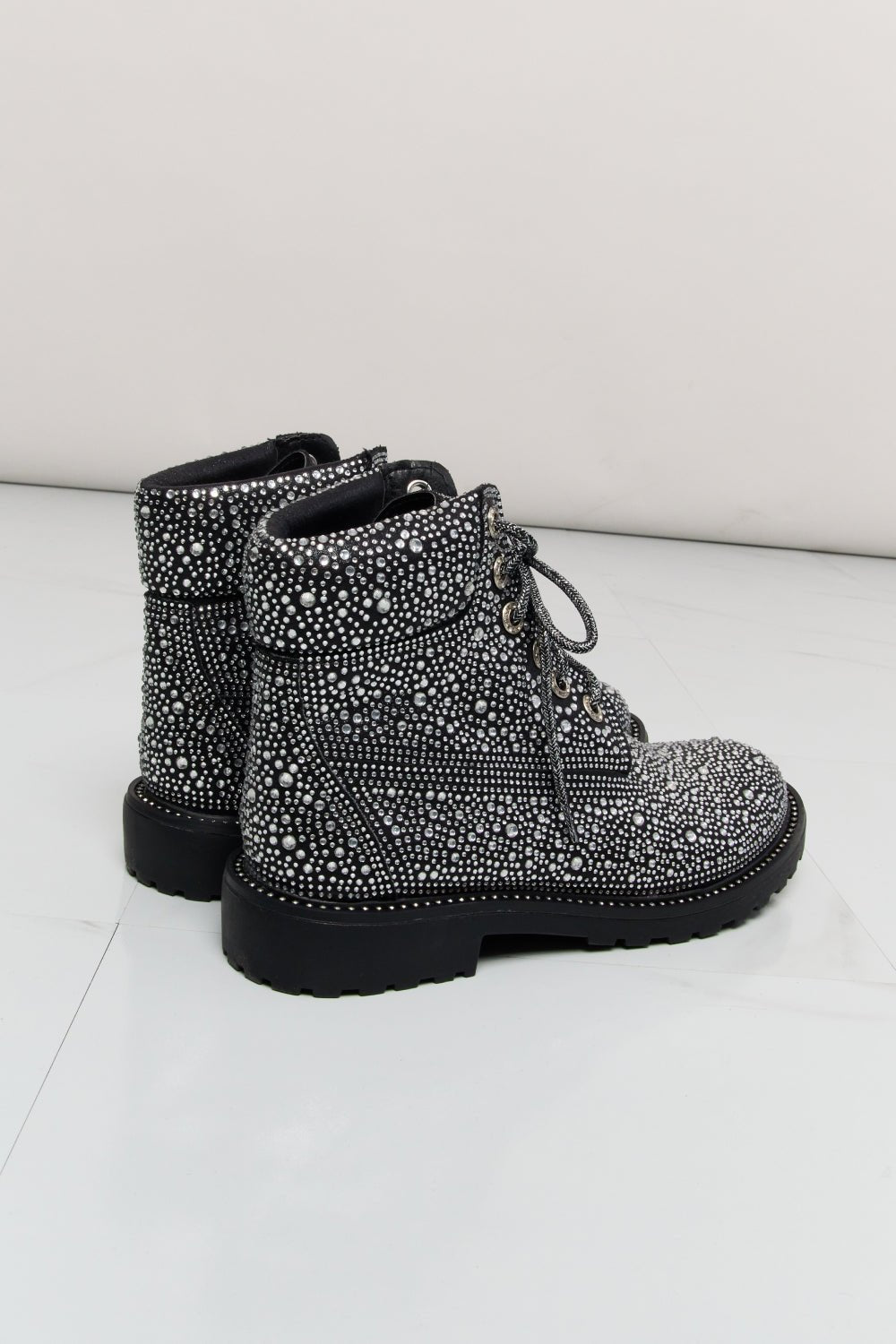 Forever Link Rhinestone Lace-Up Combat Boots - Rooted & Reckless Co.