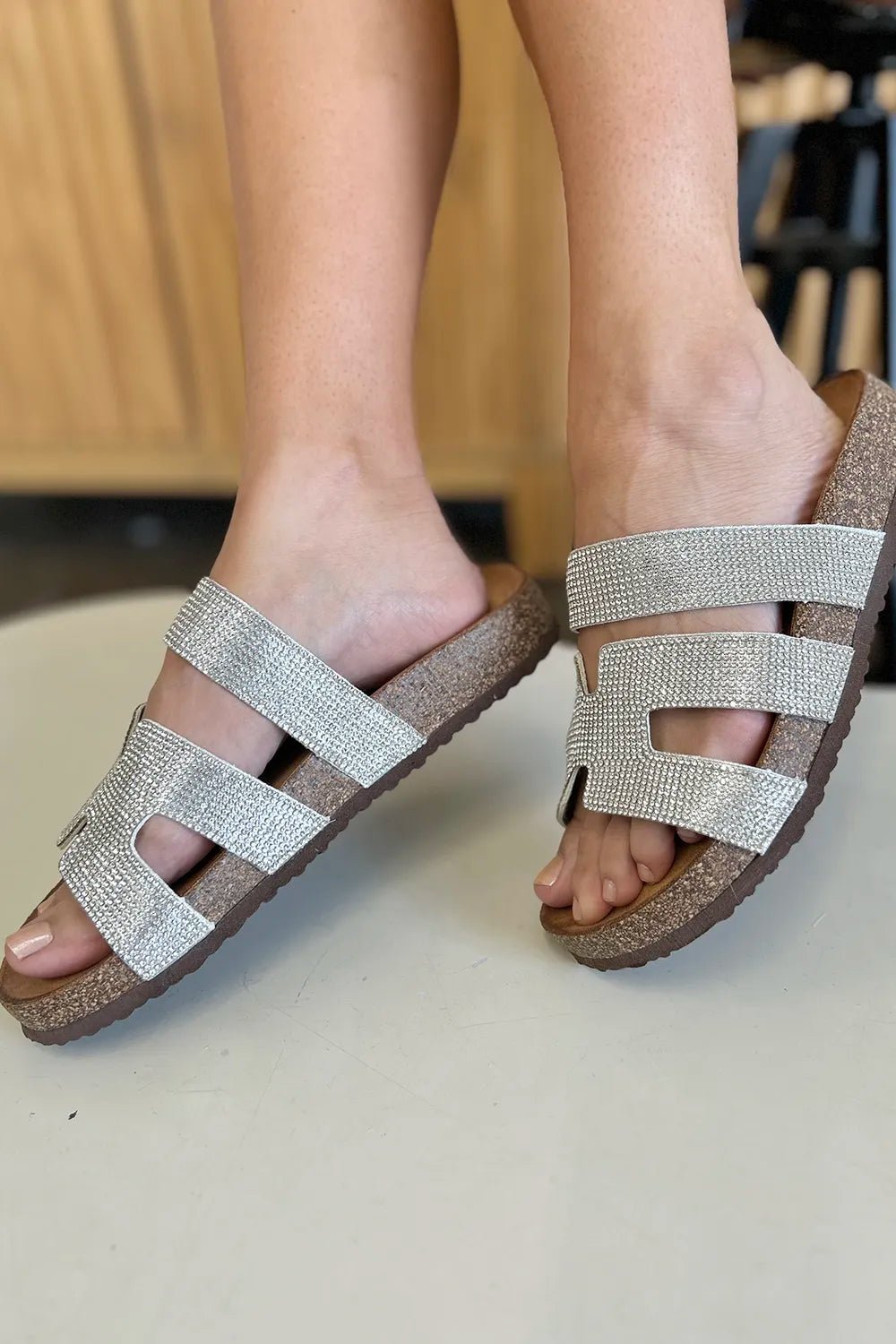 Forever Link Rhinestone Open Toe Sandals - Rooted & Reckless Co.