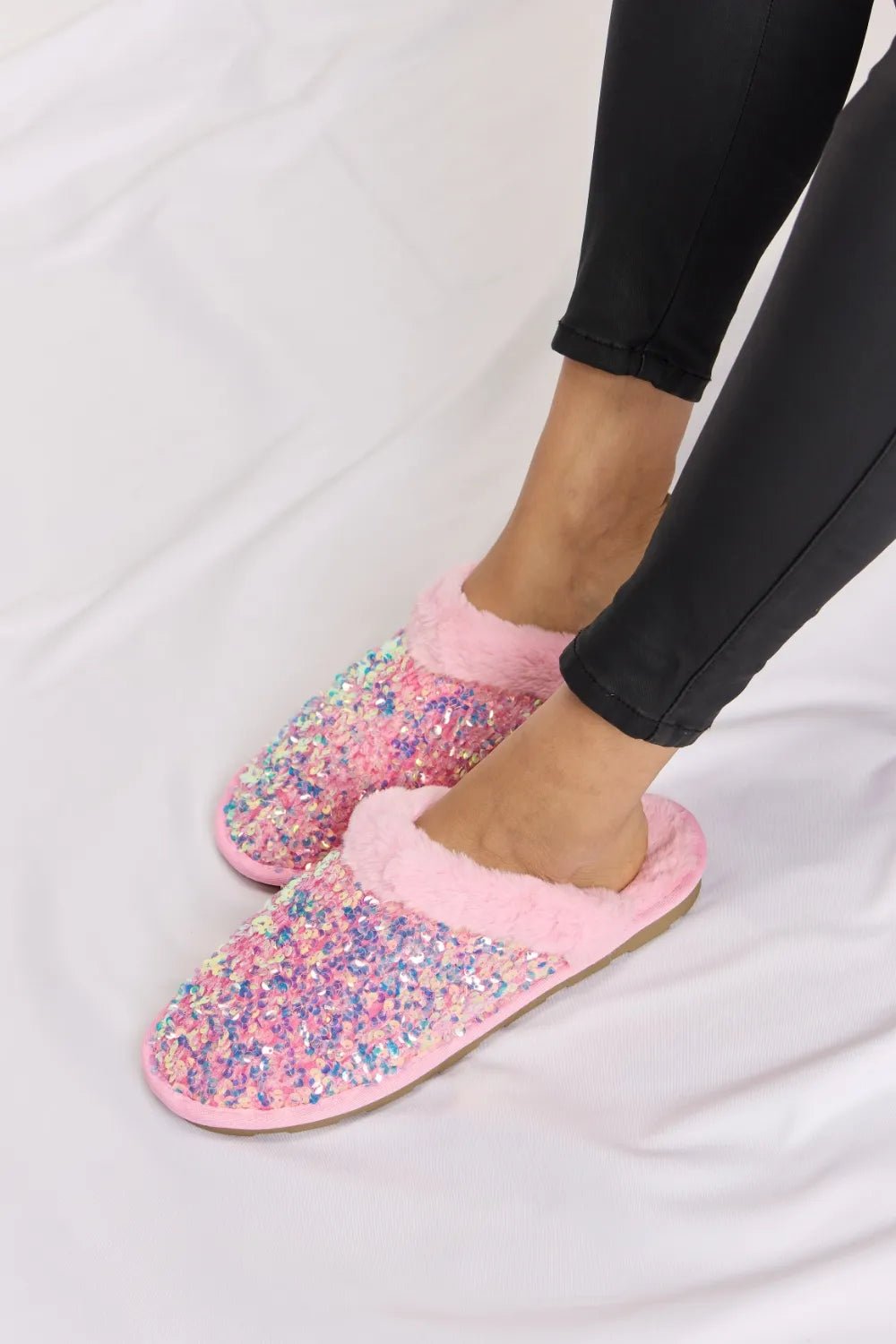 Forever Link Sequin Plush Round Toe Slippers - Rooted & Reckless Co.