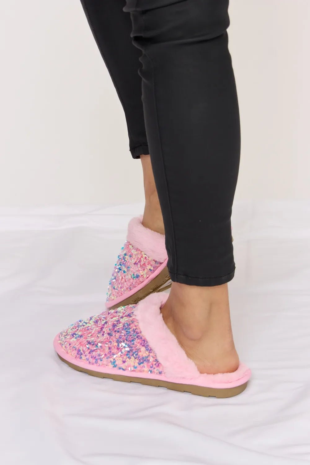 Forever Link Sequin Plush Round Toe Slippers - Rooted & Reckless Co.