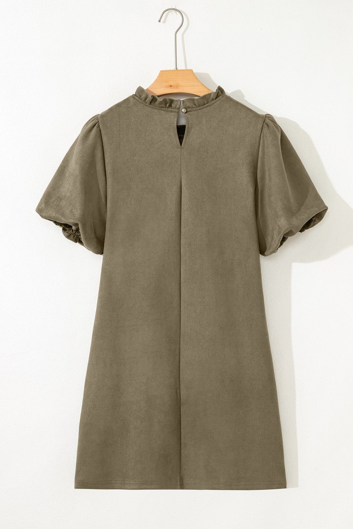 Frilled Round Neck Puff Sleeve Mini Dress - Rooted & Reckless Co.