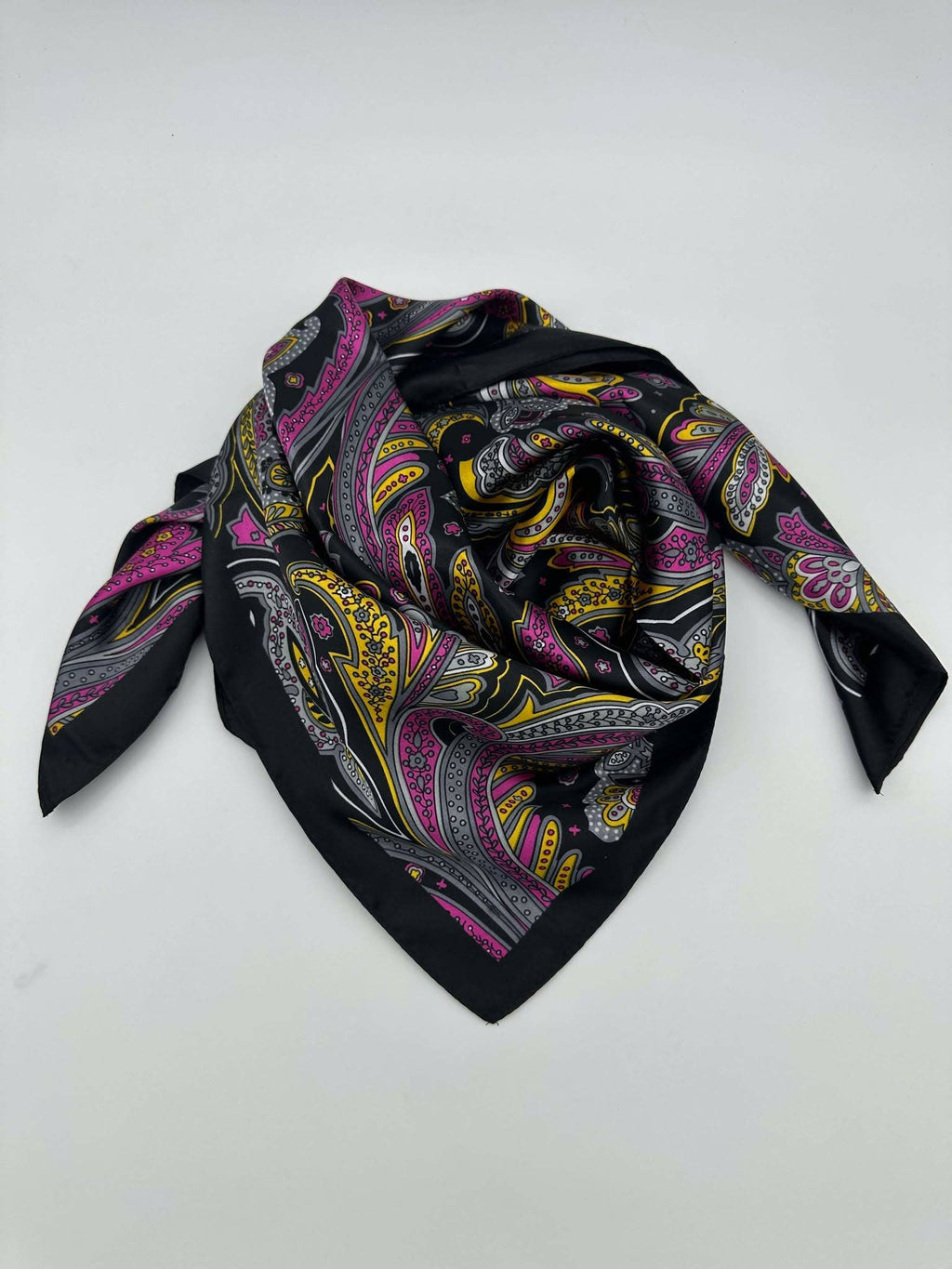 Fuchsia & Gold Bold Paisley Wild Rag — 36" Poly Satin Vibrant Western Scarf - Rooted & Reckless Co.