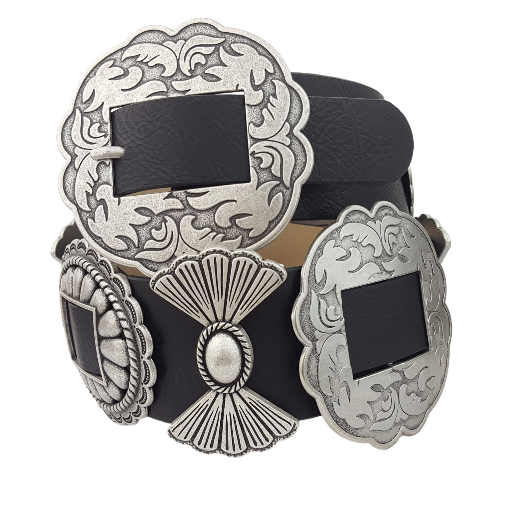 Fully Packed Concho Wide Western Belt — 2-Inch Width with 9 Conchos - Rooted & Reckless Co.