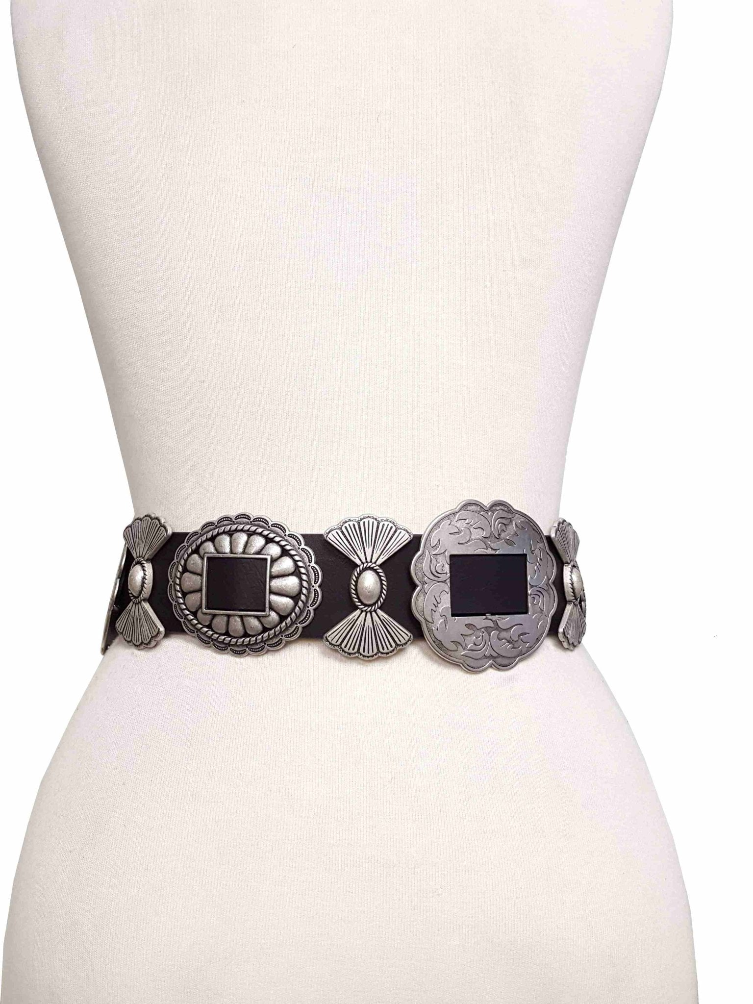 Fully Packed Concho Wide Western Belt — 2-Inch Width with 9 Conchos - Rooted & Reckless Co.