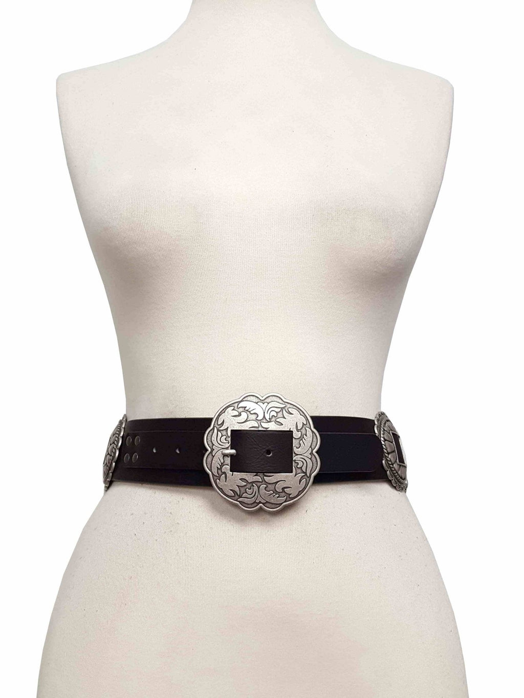 Fully Packed Concho Wide Western Belt — 2-Inch Width with 9 Conchos - Rooted & Reckless Co.