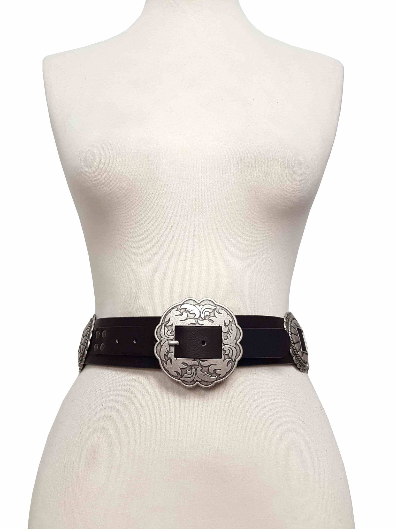 Fully Packed Concho Wide Western Belt — 2-Inch Width with 9 Conchos - Rooted & Reckless Co.
