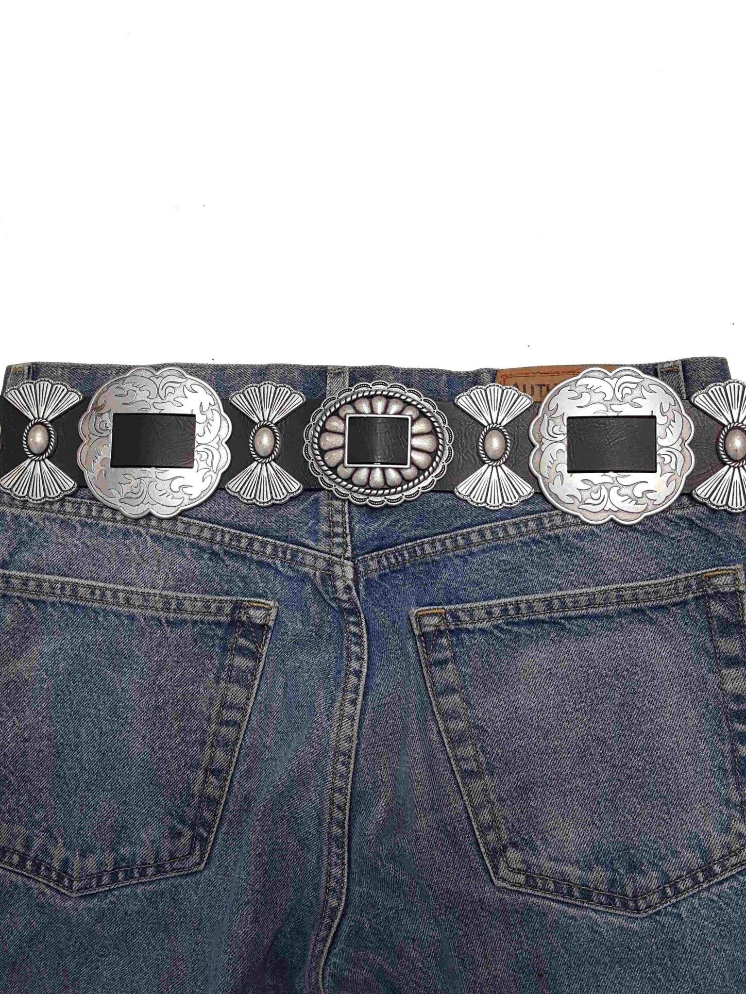 Fully Packed Concho Wide Western Belt — 2-Inch Width with 9 Conchos - Rooted & Reckless Co.