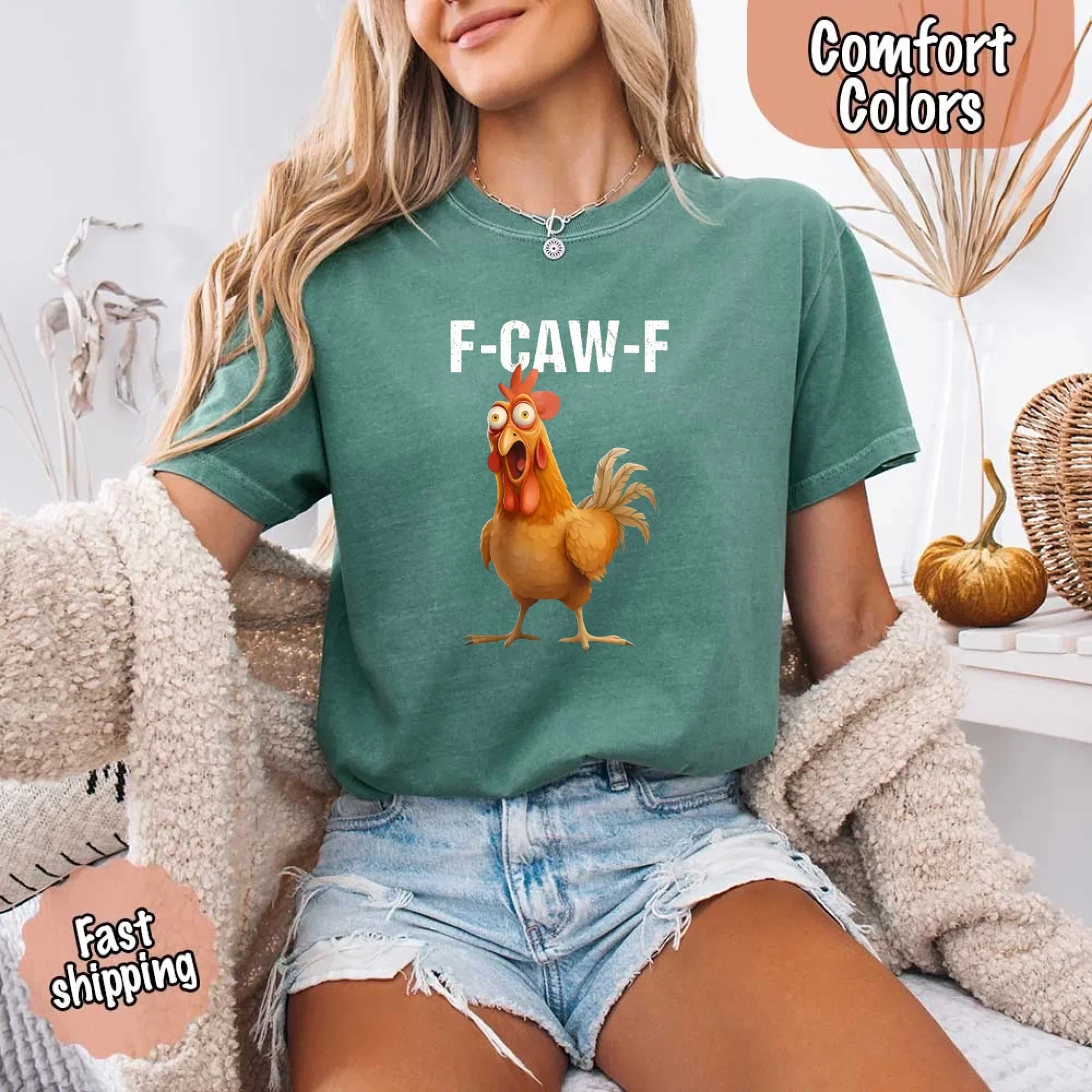 Funny F-Caw-F Rooster Comfort Colors T-shirt - Rooted & Reckless Co.