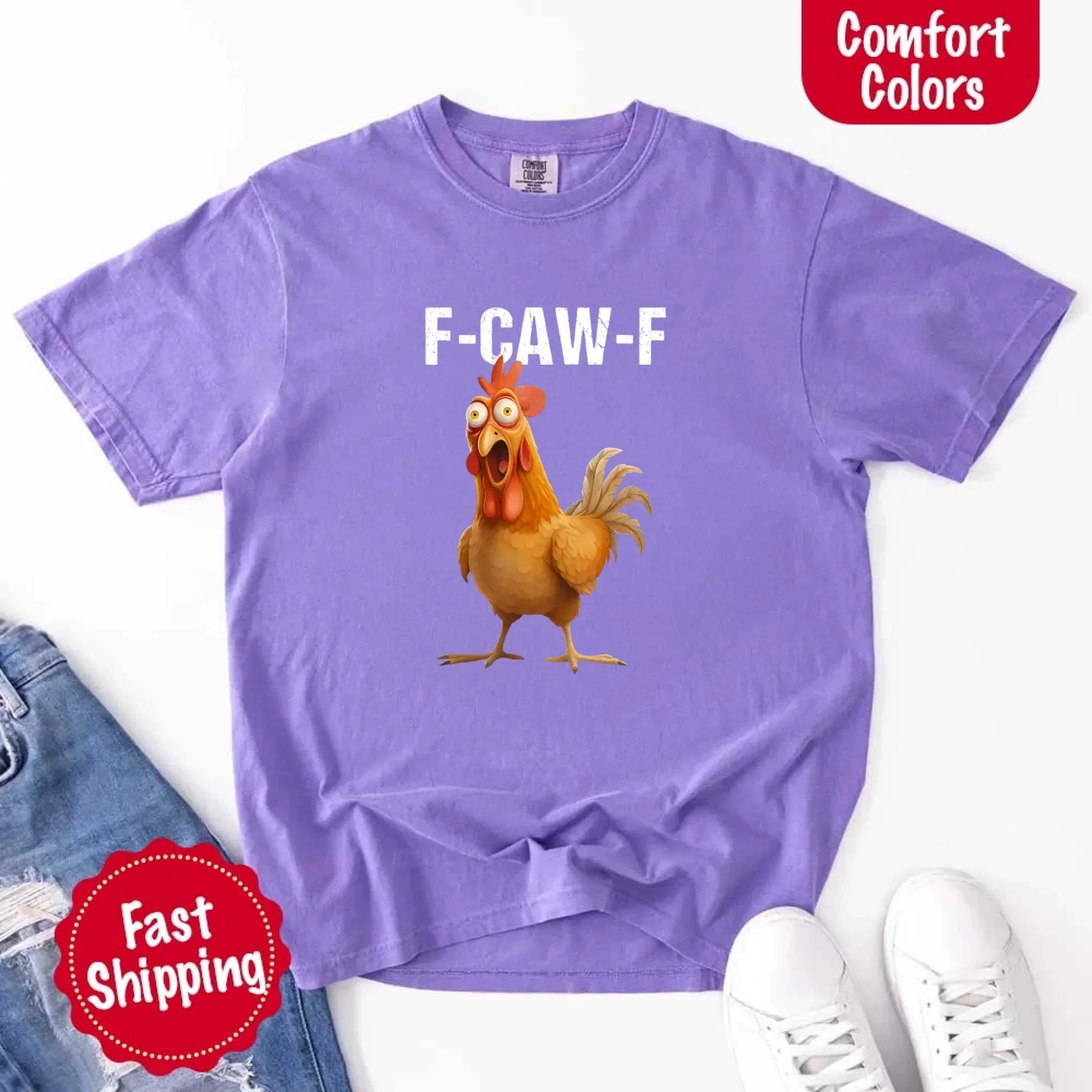 Funny F-Caw-F Rooster Comfort Colors T-shirt - Rooted & Reckless Co.