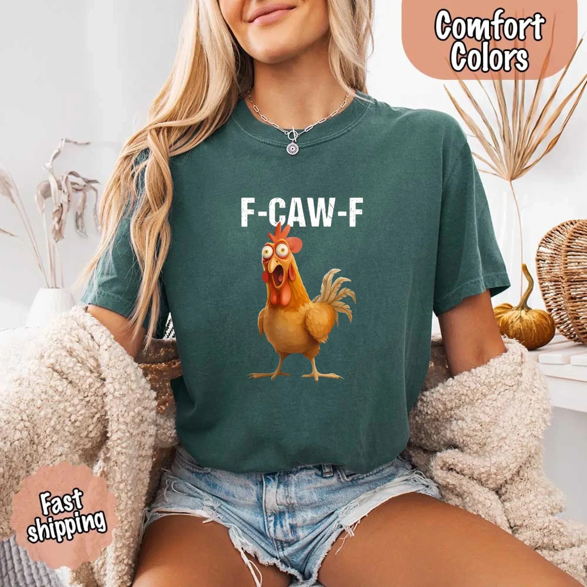 Funny F-Caw-F Rooster Comfort Colors T-shirt - Rooted & Reckless Co.