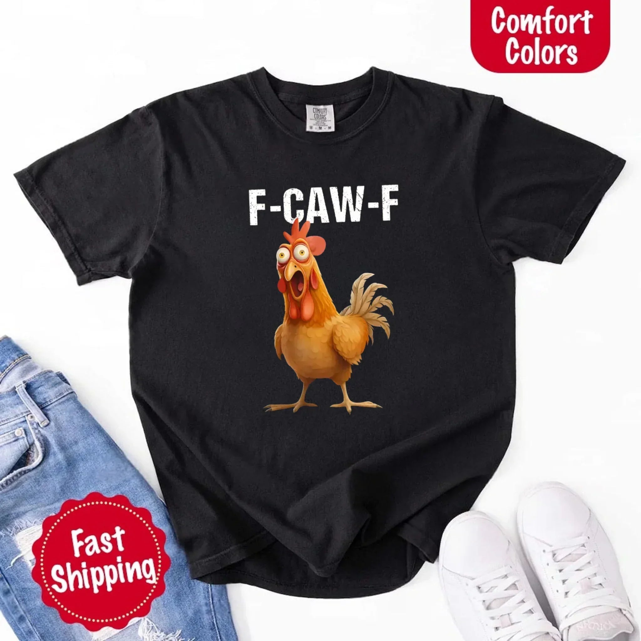 Funny F-Caw-F Rooster Comfort Colors T-shirt - Rooted & Reckless Co.