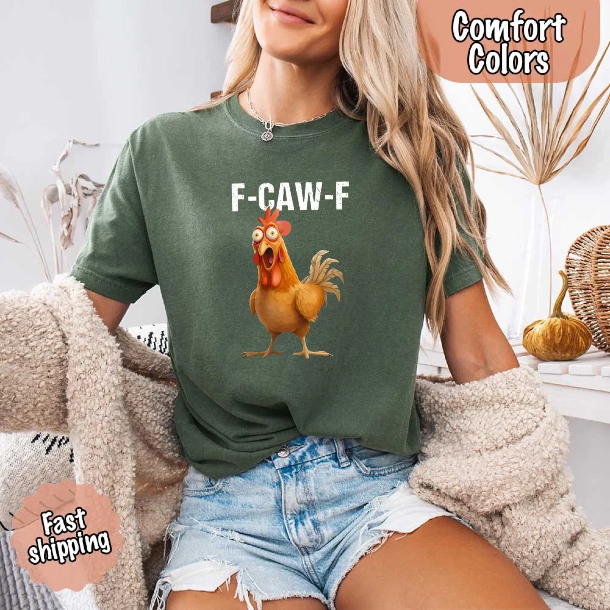 Funny F-Caw-F Rooster Comfort Colors T-shirt - Rooted & Reckless Co.