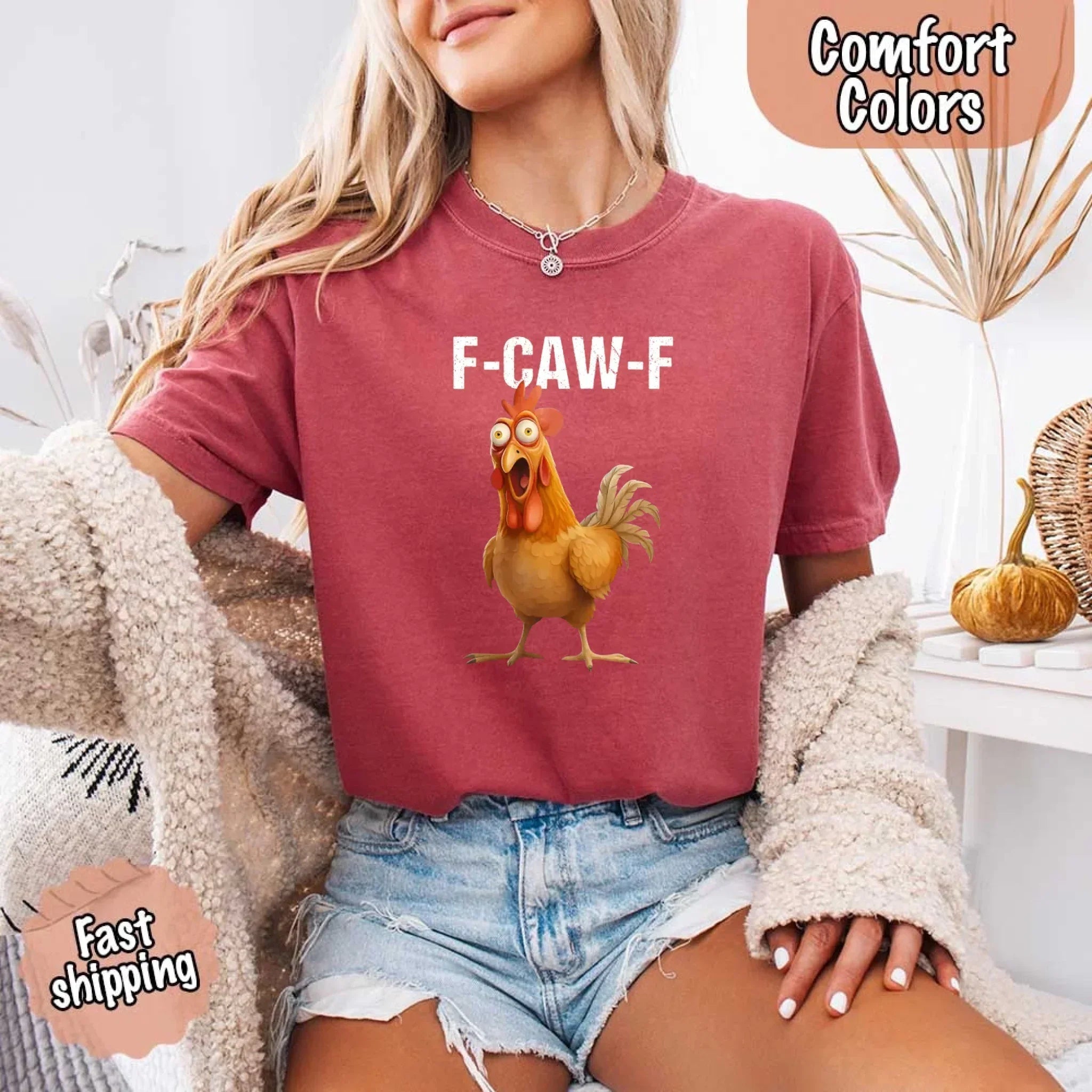 Funny F-Caw-F Rooster Comfort Colors T-shirt - Rooted & Reckless Co.