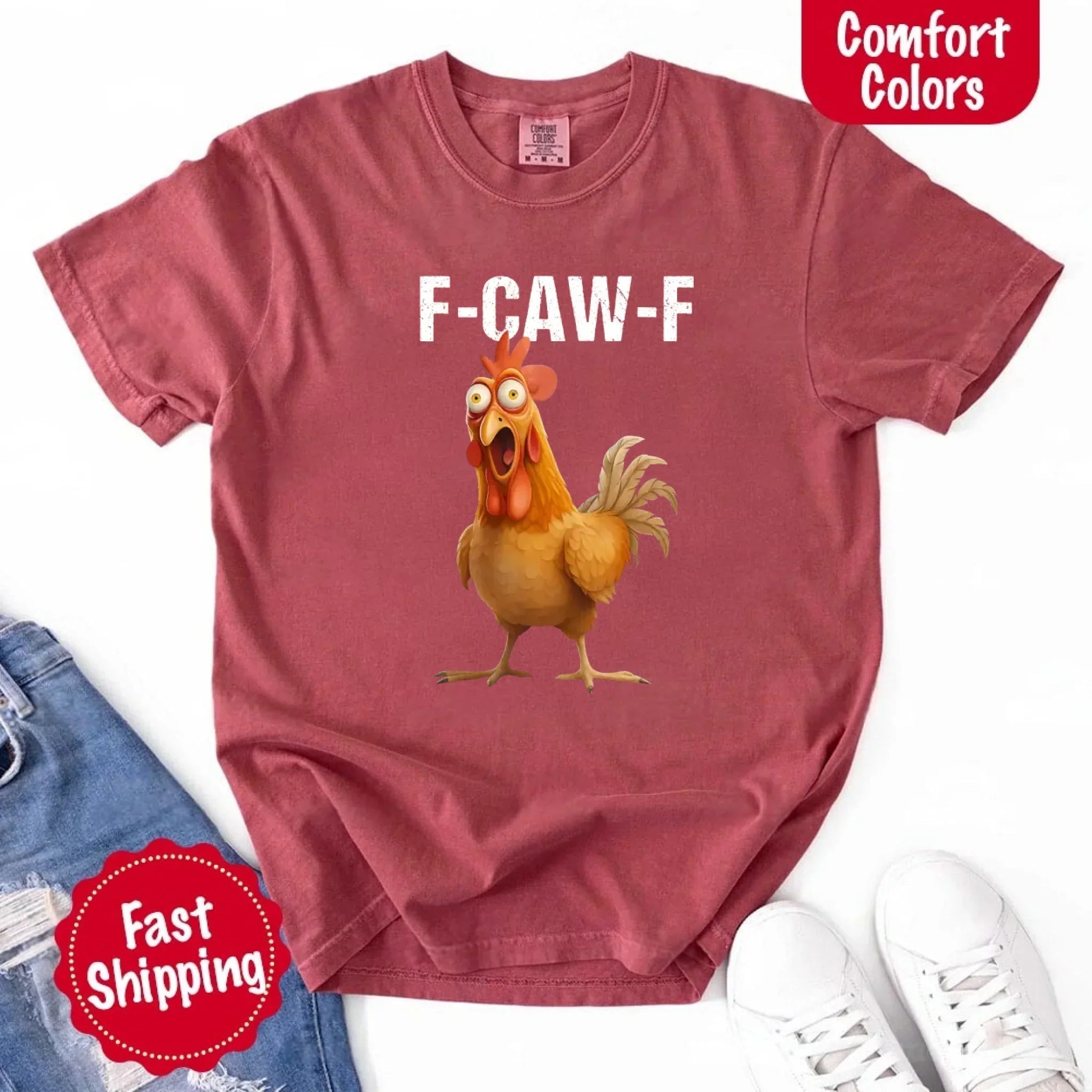 Funny F-Caw-F Rooster Comfort Colors T-shirt - Rooted & Reckless Co.
