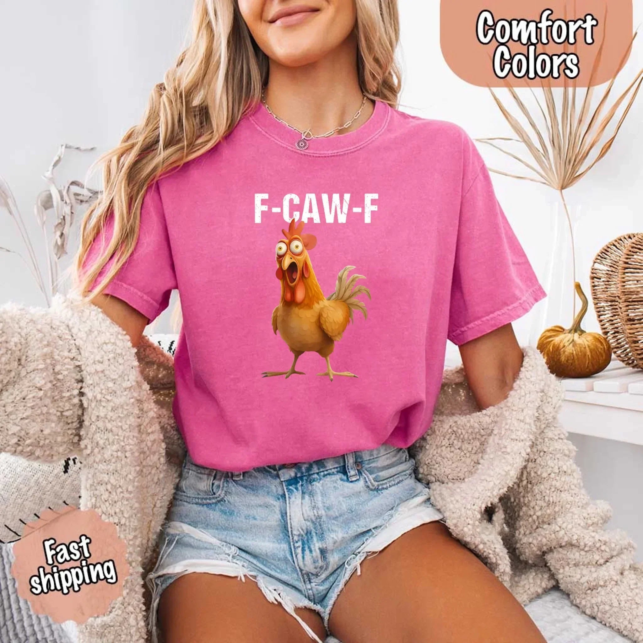 Funny F-Caw-F Rooster Comfort Colors T-shirt - Rooted & Reckless Co.