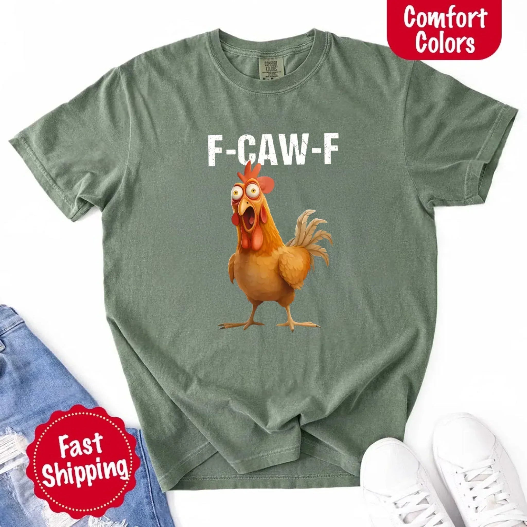 Funny F-Caw-F Rooster Comfort Colors T-shirt - Rooted & Reckless Co.