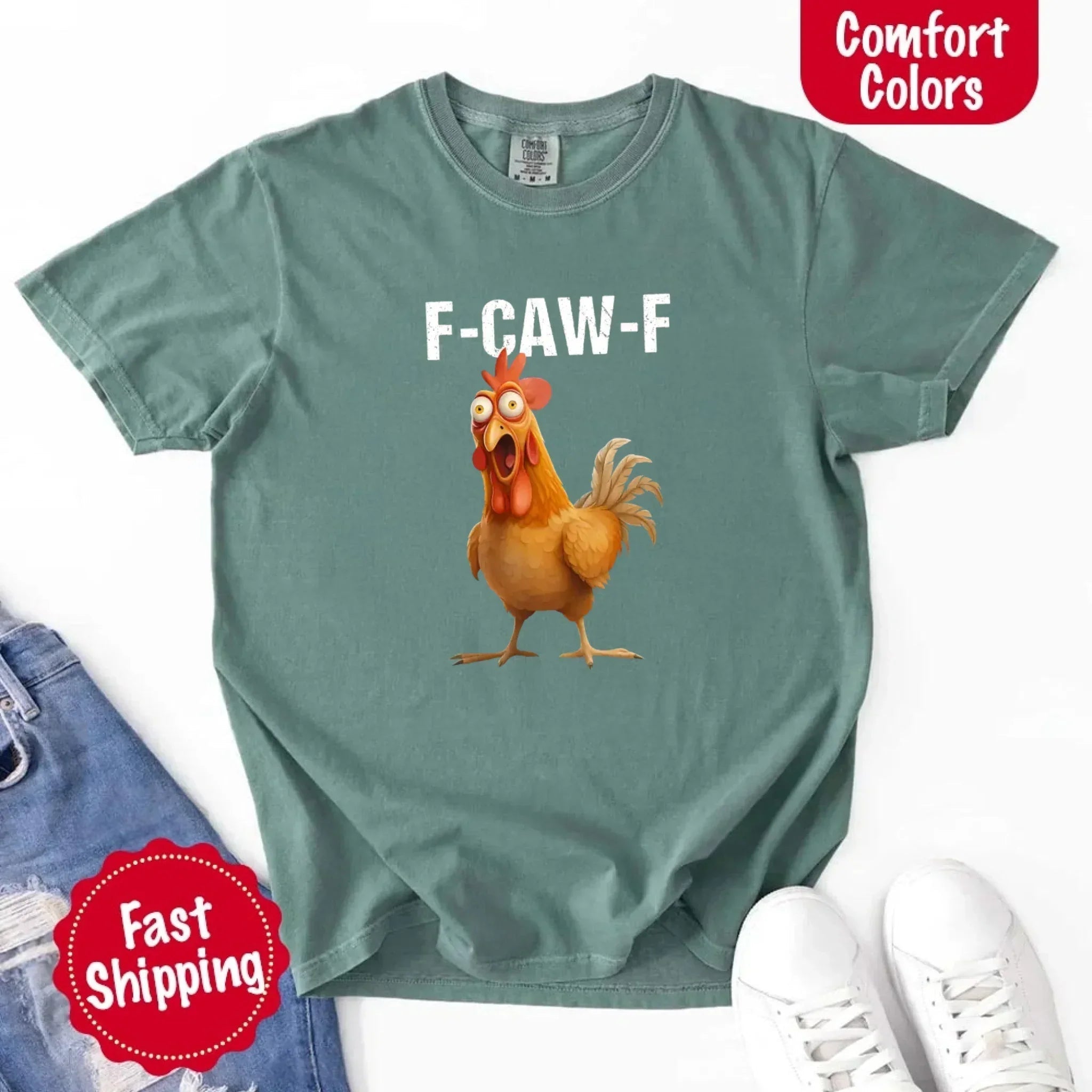 Funny F-Caw-F Rooster Comfort Colors T-shirt - Rooted & Reckless Co.