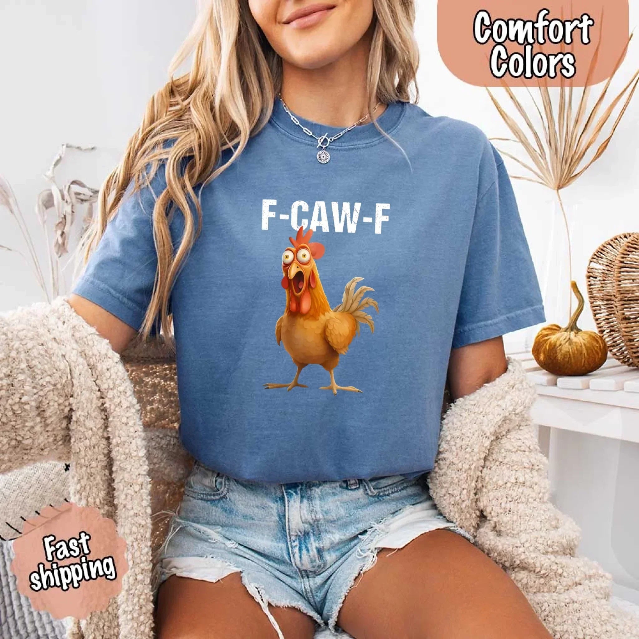 Funny F-Caw-F Rooster Comfort Colors T-shirt - Rooted & Reckless Co.