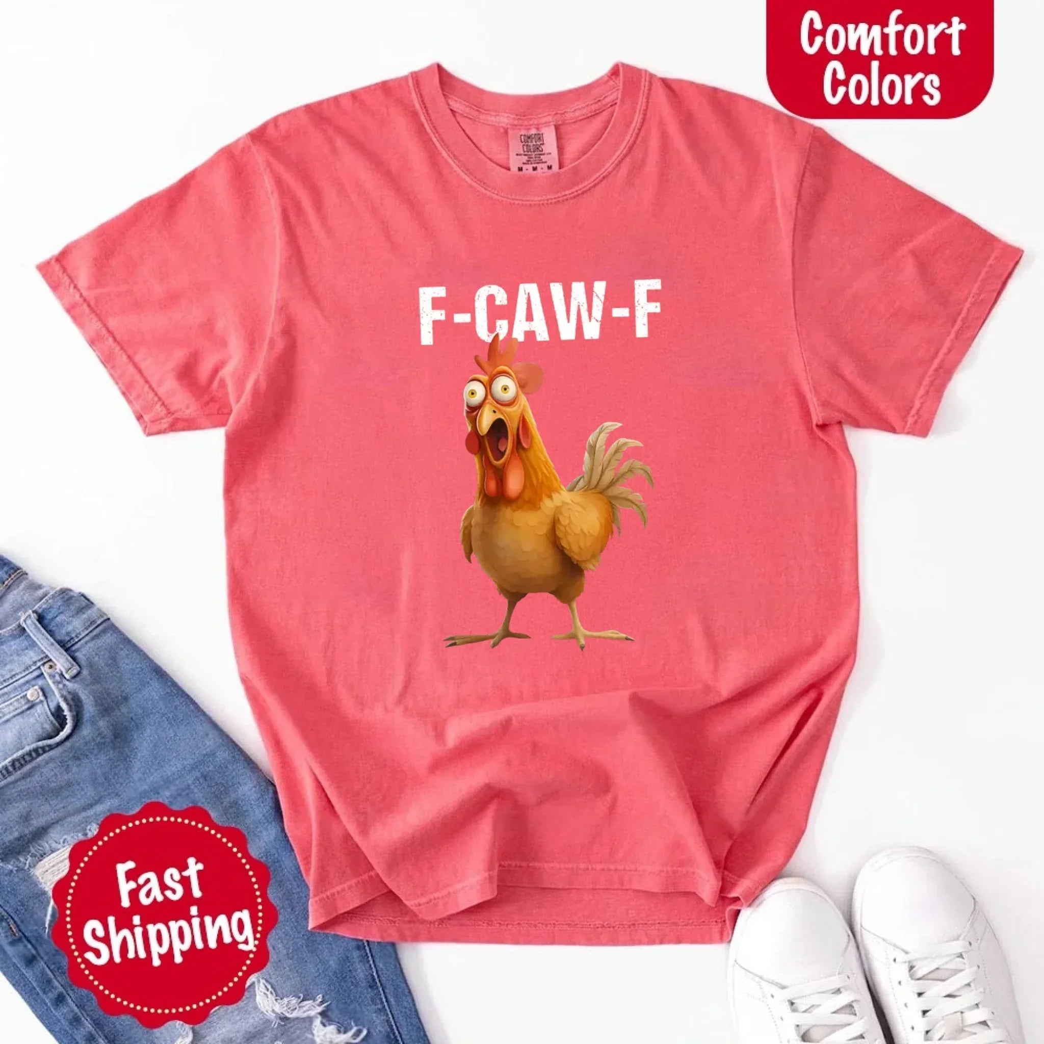 Funny F-Caw-F Rooster Comfort Colors T-shirt - Rooted & Reckless Co.