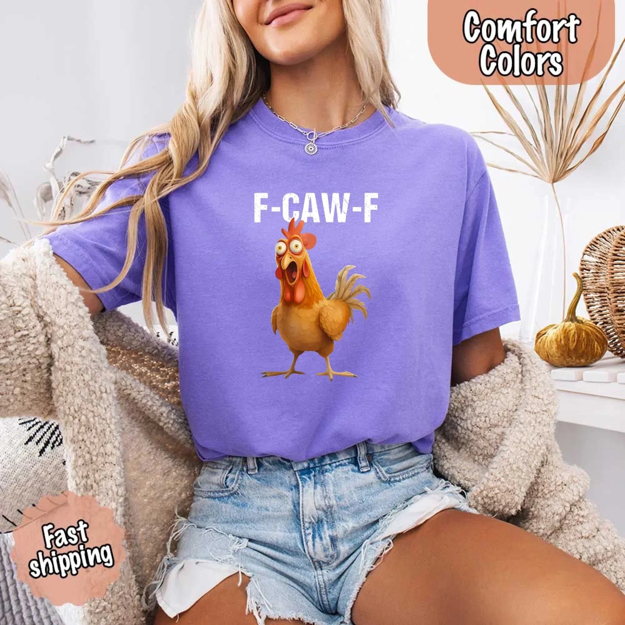 Funny F-Caw-F Rooster Comfort Colors T-shirt - Rooted & Reckless Co.