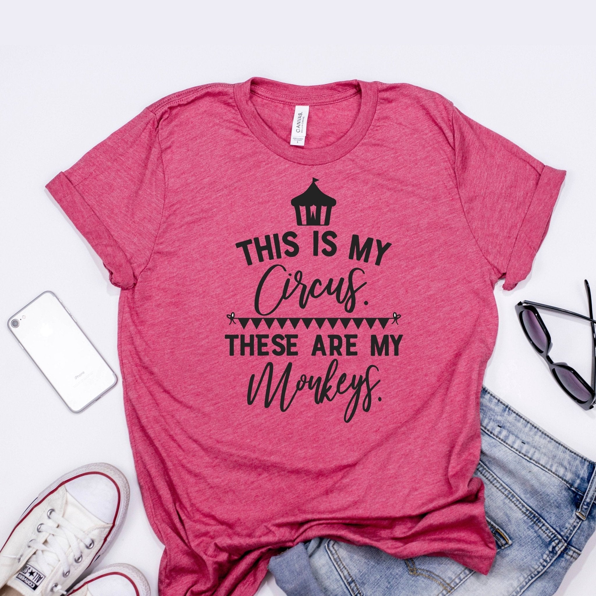 Funny Mom Shirt - Cute Mom Tee With Humorous Circus Monkeys Quote - Rooted & Reckless Co.