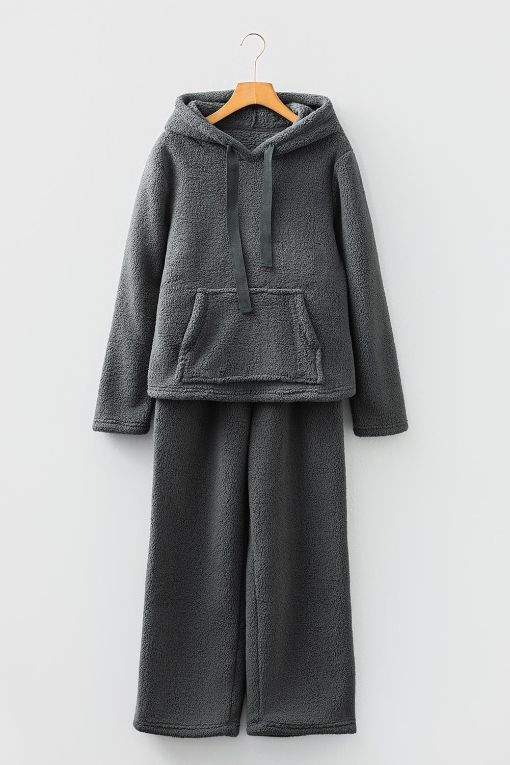 Fuzzy Drawstring Hoodie and Pants Lounge Set - Rooted & Reckless Co.