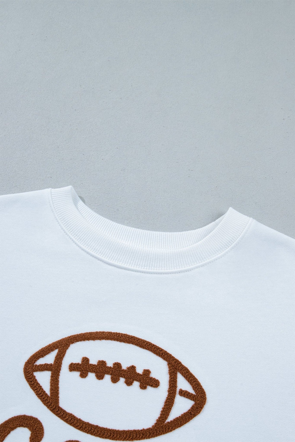 Game Day Embroidered Slogan Rugby Long Sleeve Sweatshirt - Rooted & Reckless Co.