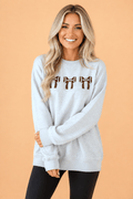 Game Day Football Bow Chenille Patch Oversized Sweatshirt - Rooted & Reckless Co.