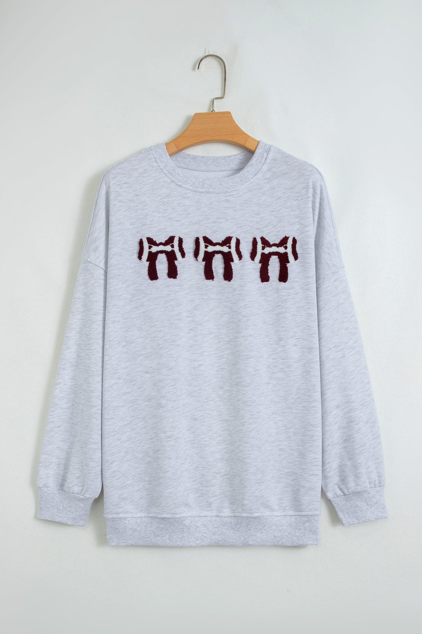 Game Day Football Bow Chenille Patch Oversized Sweatshirt - Rooted & Reckless Co.