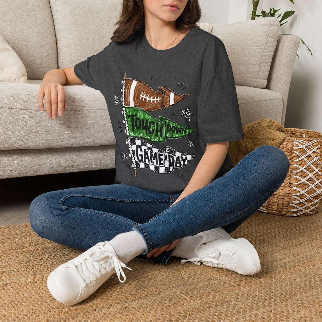 Game Day Football Tee — 'Touchdown' Pennant Graphic T-Shirt - Rooted & Reckless Co.