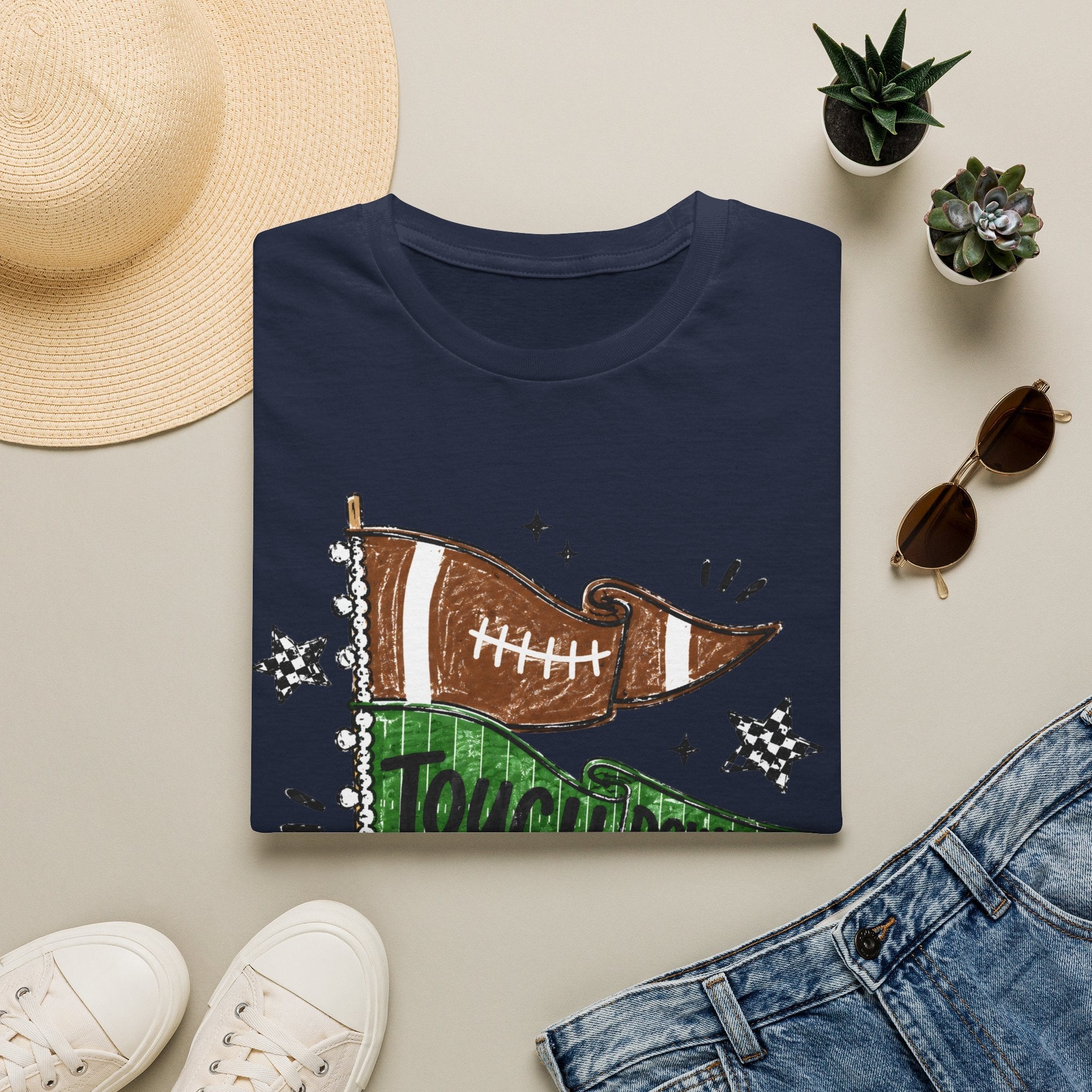 Game Day Football Tee — 'Touchdown' Pennant Graphic T-Shirt - Rooted & Reckless Co.