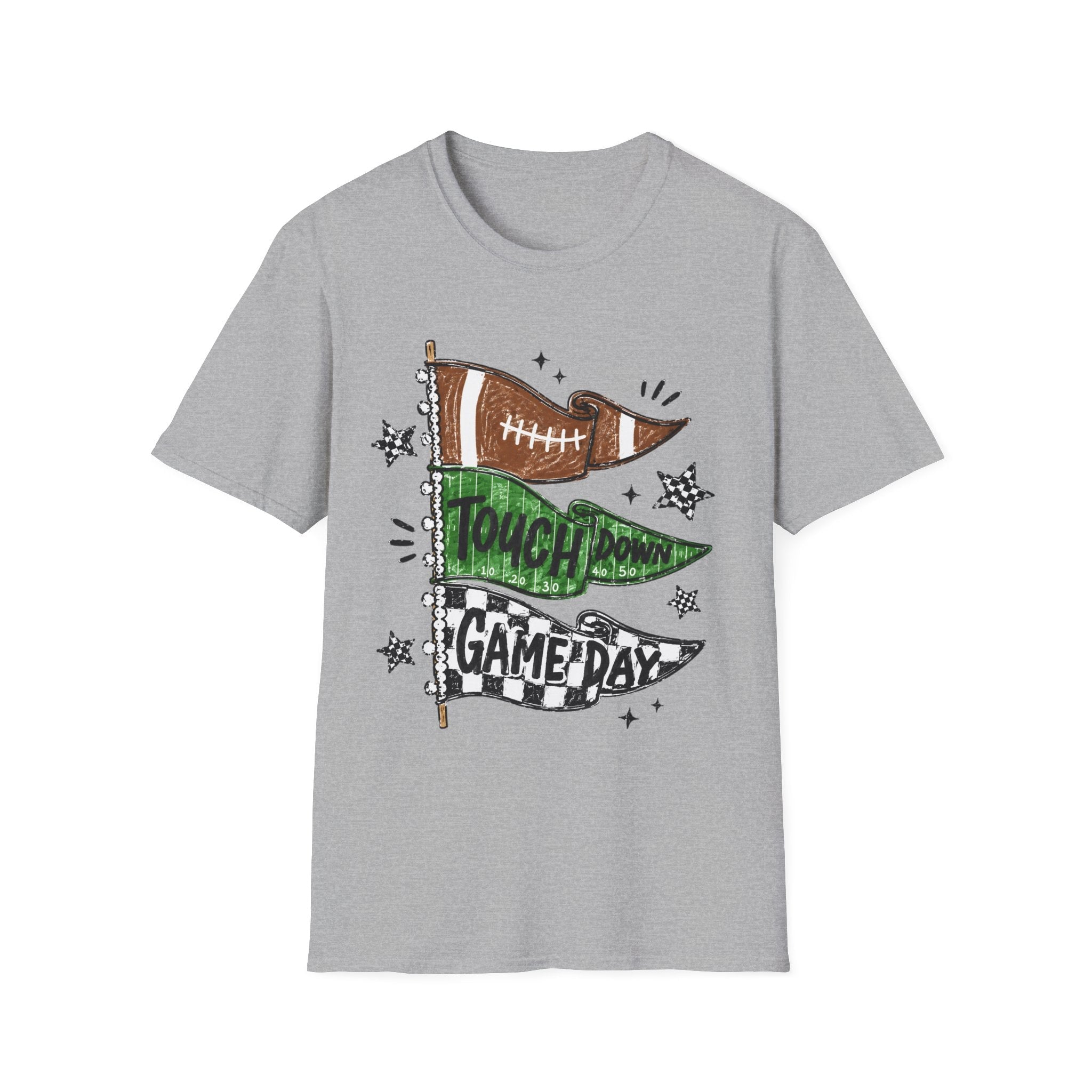 Game Day Football Tee — 'Touchdown' Pennant Graphic T-Shirt - Rooted & Reckless Co.