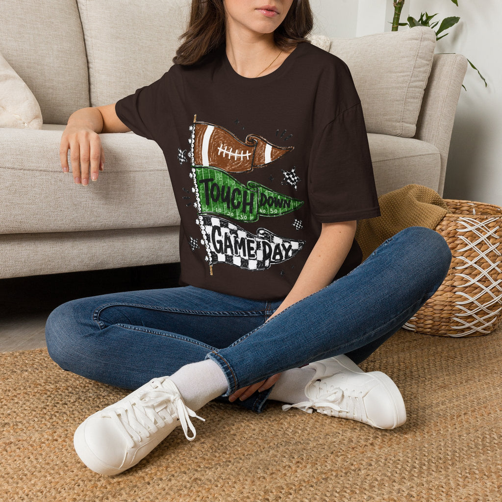Game Day Football Tee — 'Touchdown' Pennant Graphic T-Shirt - Rooted & Reckless Co.